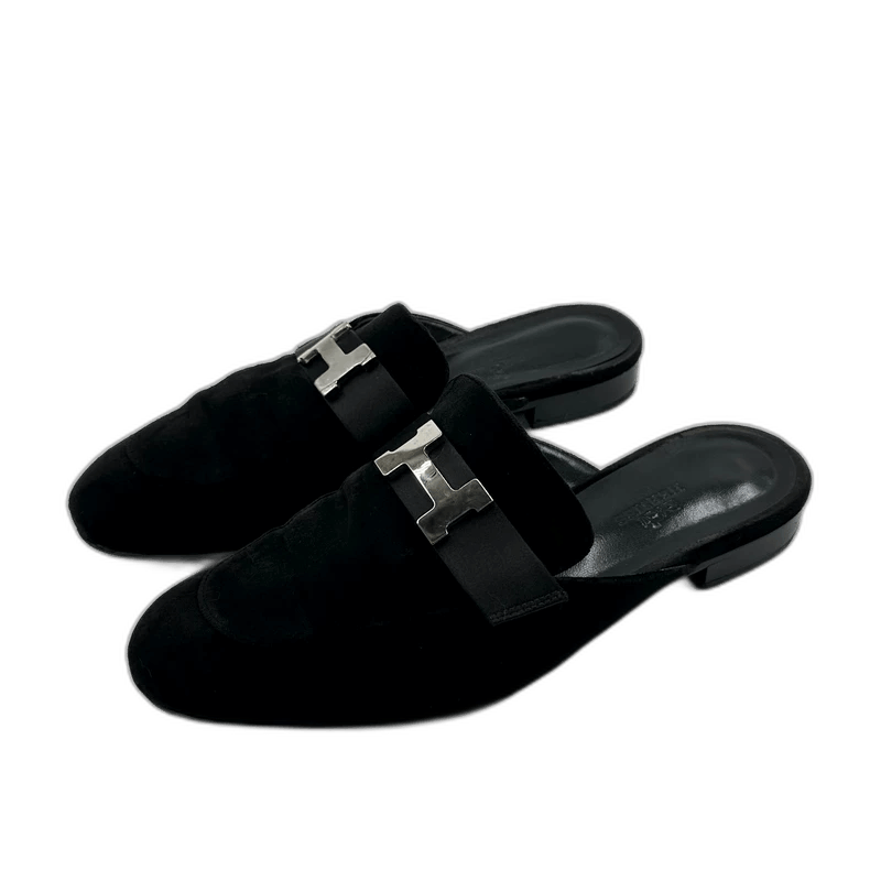 Hermes Hermes Black Velvet SlipOn Shoes-2506 Size US 6 / IT 36 - 1 Thumbnail