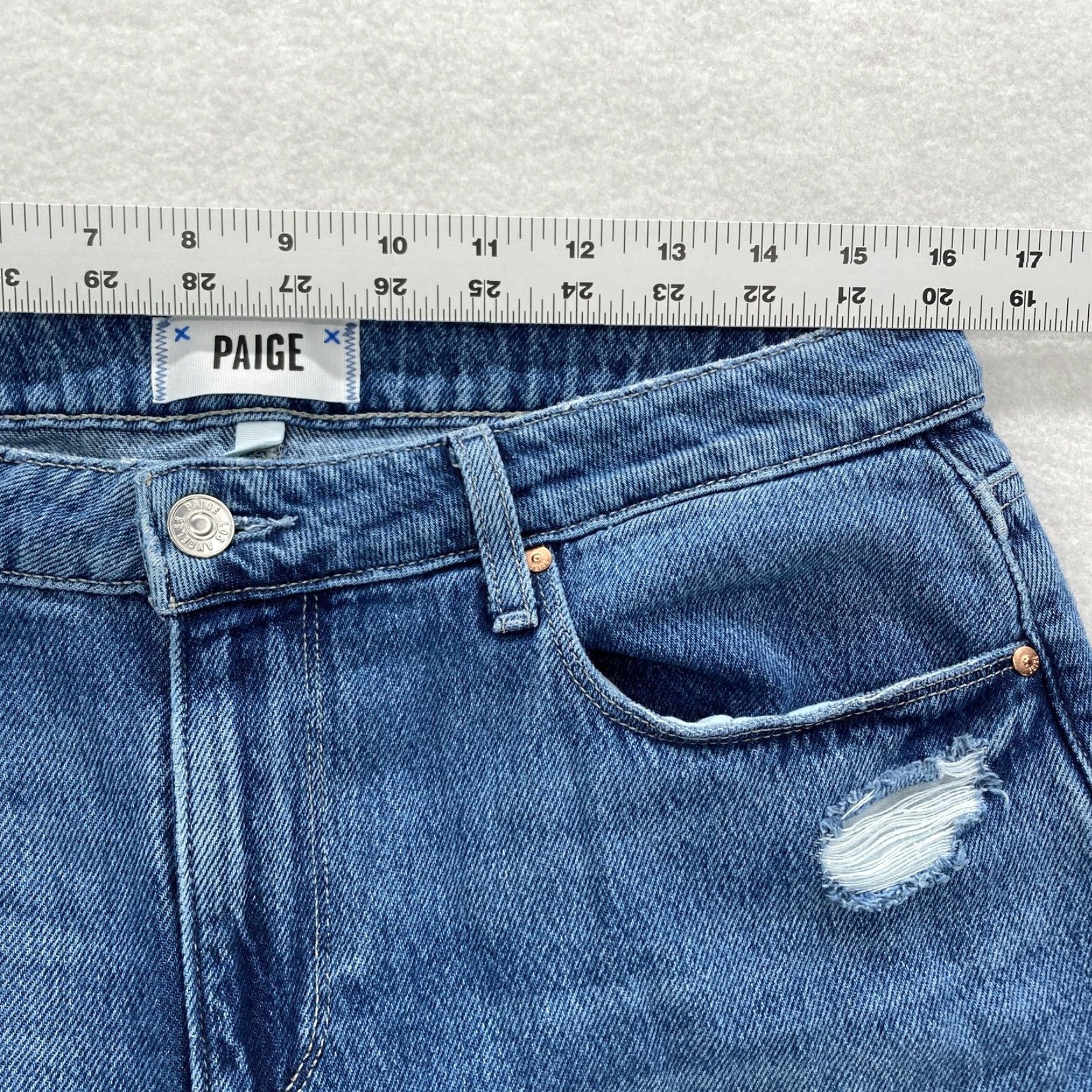 Paige Paige Jeans Womens 29 Blue Noella Relaxed Janae Distressed Baggy Straight Denim Jeans Mens Womens Size 29" - 7 Thumbnail