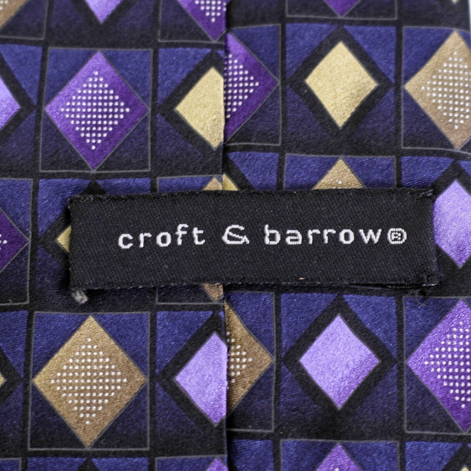 Croft & Barrow Croft & Barrow Purple Tan Geometric Print Long Silk Tie Size ONE SIZE - 3 Thumbnail