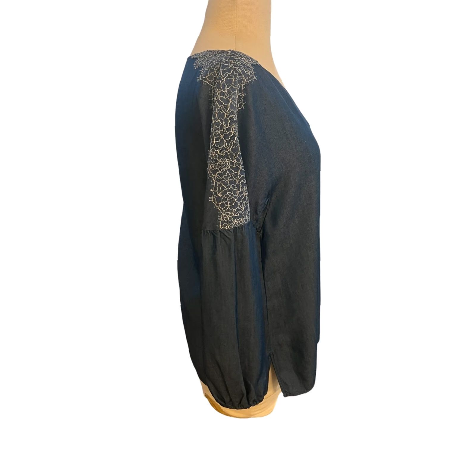 Massimo Dutti Massimo Dutti Blouse Shirt Tunic Linen Blue Balloon Sleeve V-Neck Size 4 Womens Size S / US 4 / IT 40 - 5 Thumbnail