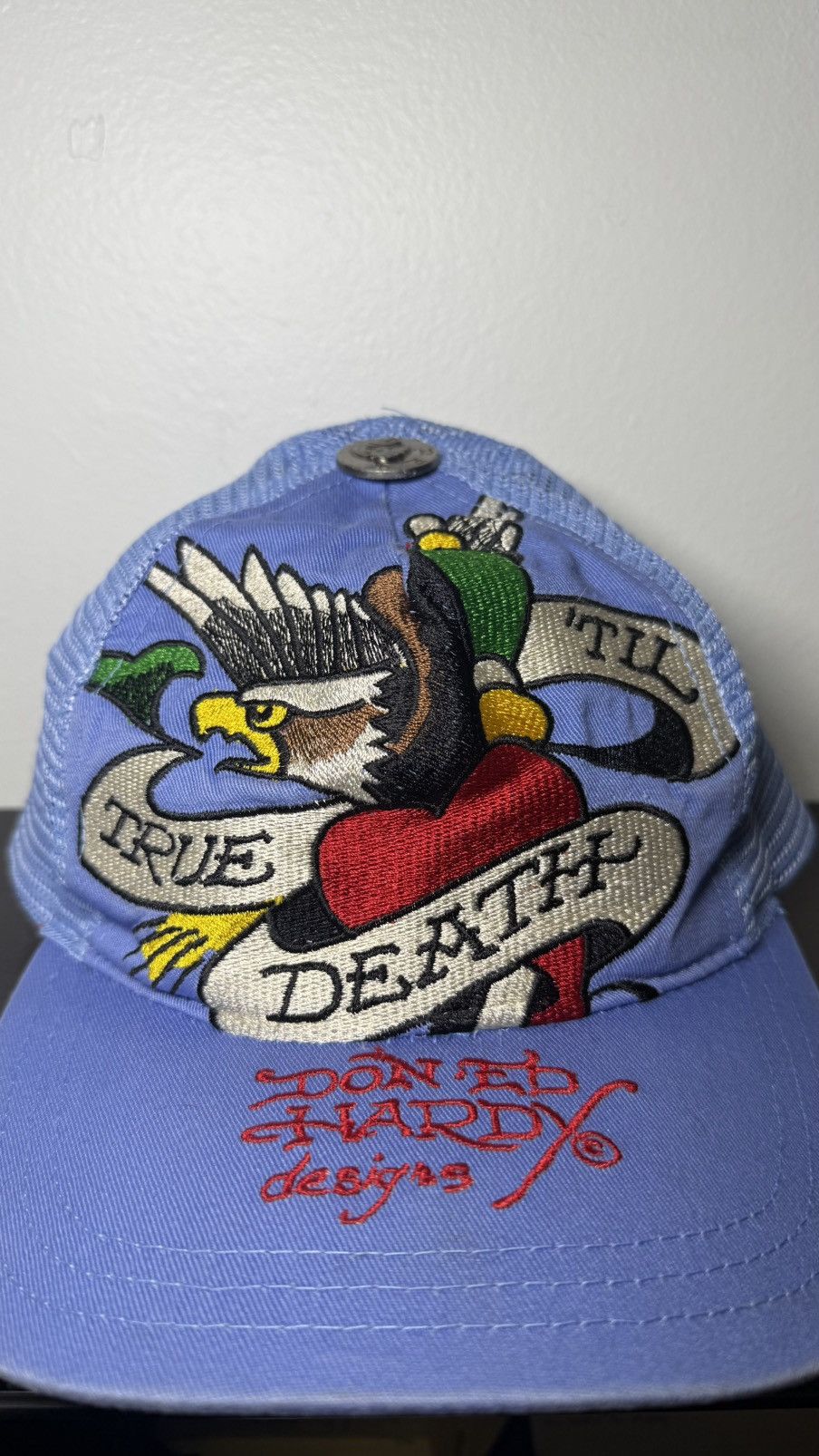 Ed Hardy Rare Y2K 2000s Ed Hardy Eagle Till True Death SnapBack Hat Size ONE SIZE - 2 Thumbnail