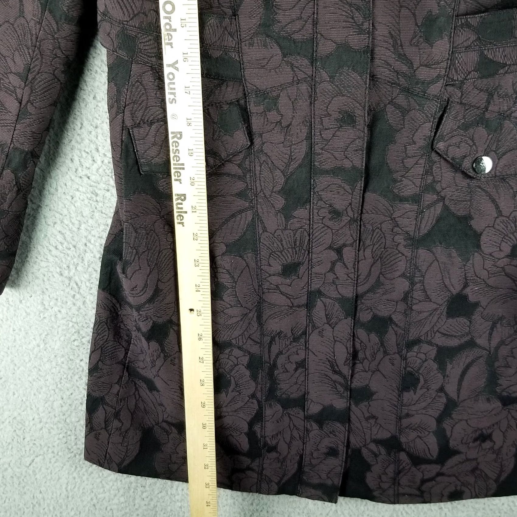 Vintage Eccoci Trench Coat Woman Size 4 Floral Design Long Belted Purple Jacket Size S / US 4 / IT 40 - 4 Thumbnail