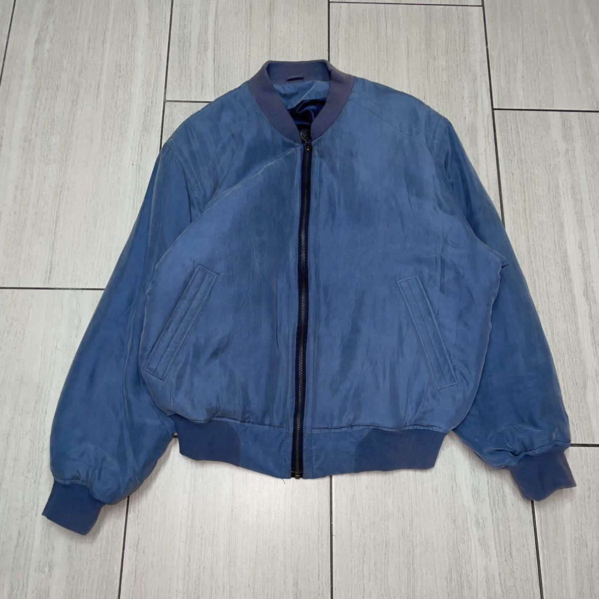 Pierre Cardin Pierre Cardin Denim Blue Silk Bomber Size US L / EU 52-54 / 3 - 1 Thumbnail