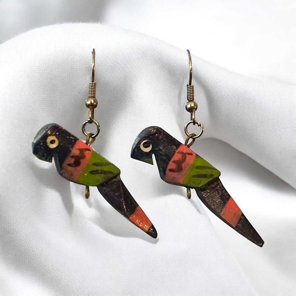 Vintage Vintage wooden parrot dangle earrings Size ONE SIZE - 1 Thumbnail