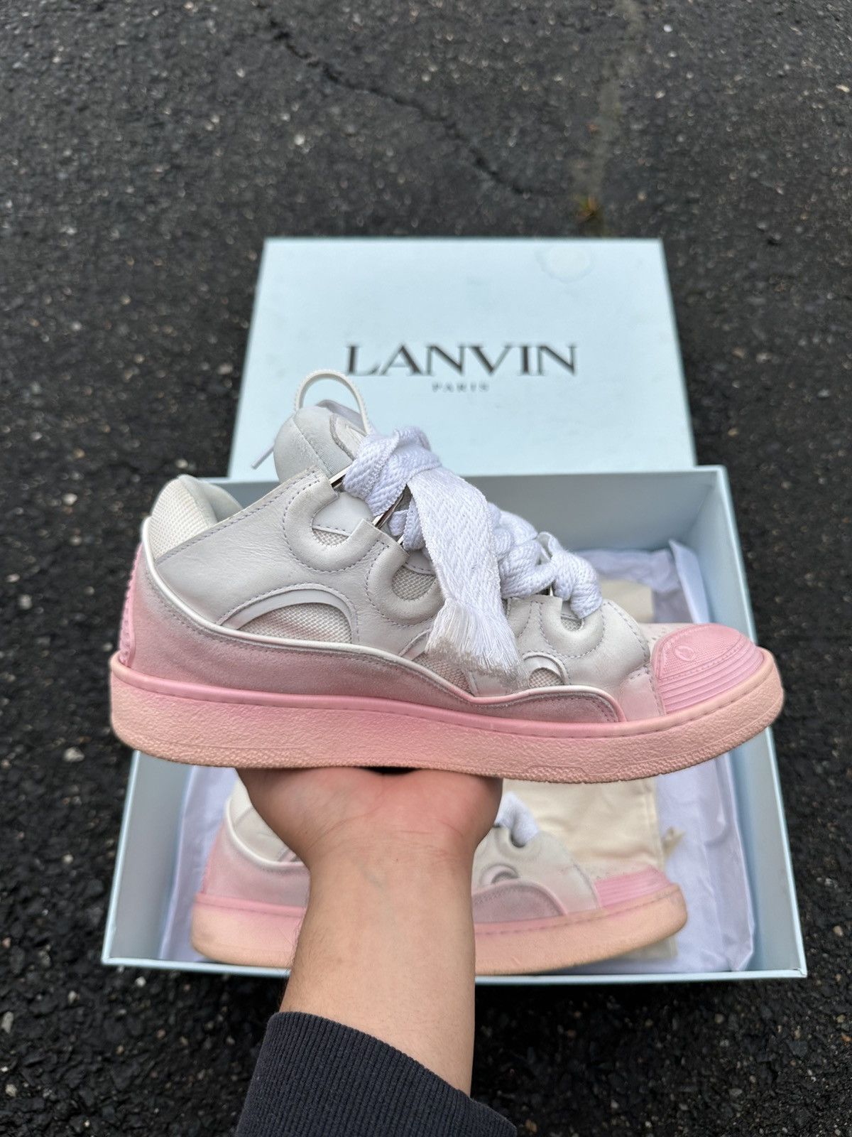 Lanvin Lanvin Curb Sneaker White/Pink Size US 9 / EU 42 - 12 Thumbnail