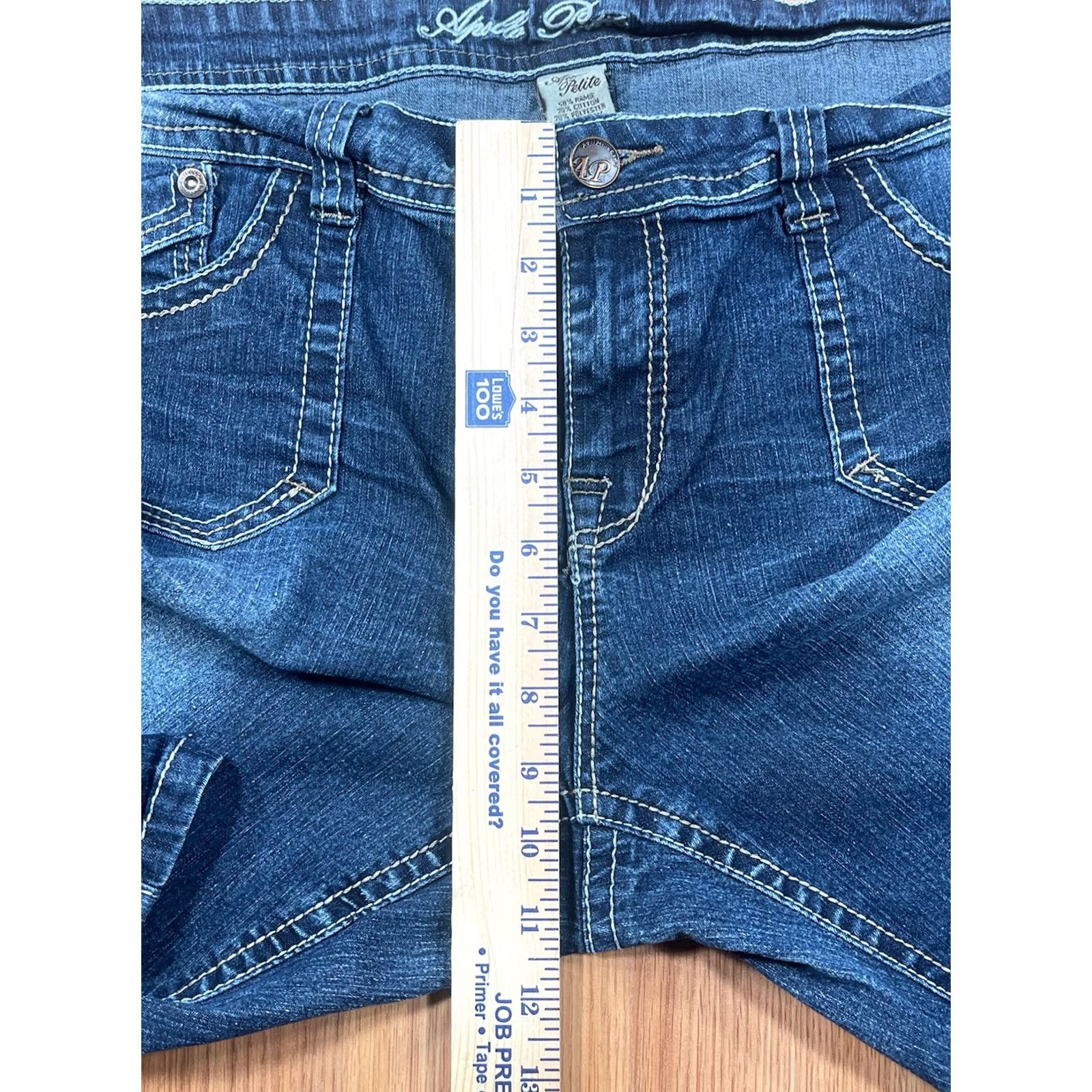 Vintage Apollo Petite Jeans Womens Size 16P Straight Leg High Rise Blue Denim Stretch Size 38" / US 16 / IT 52 - 5 Thumbnail