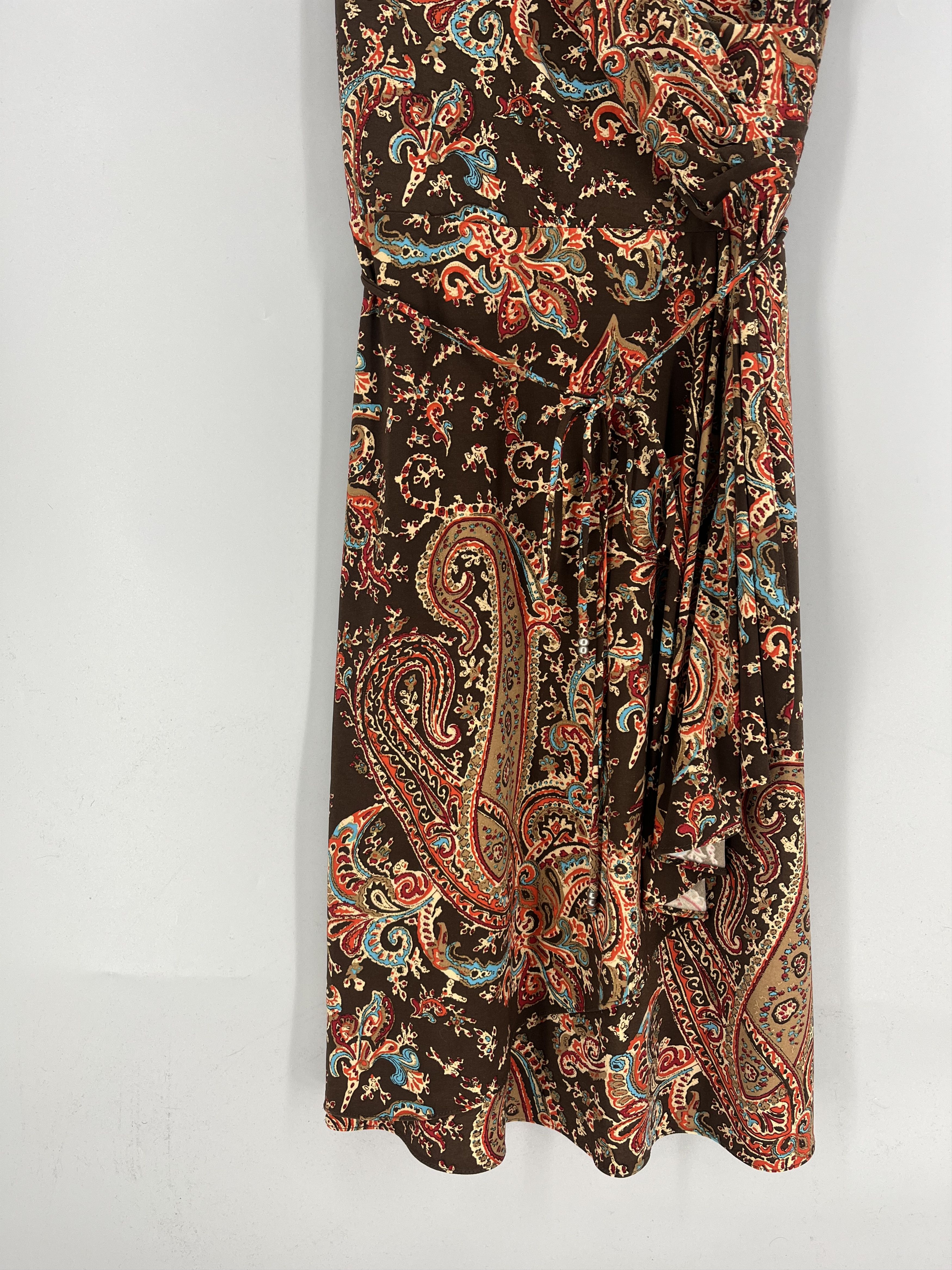 Polo Ralph Lauren Ralph Lauren Sleeveless Wrap Dress Womens S Brown Orange Size S / US 4 / IT 40 - 5 Thumbnail