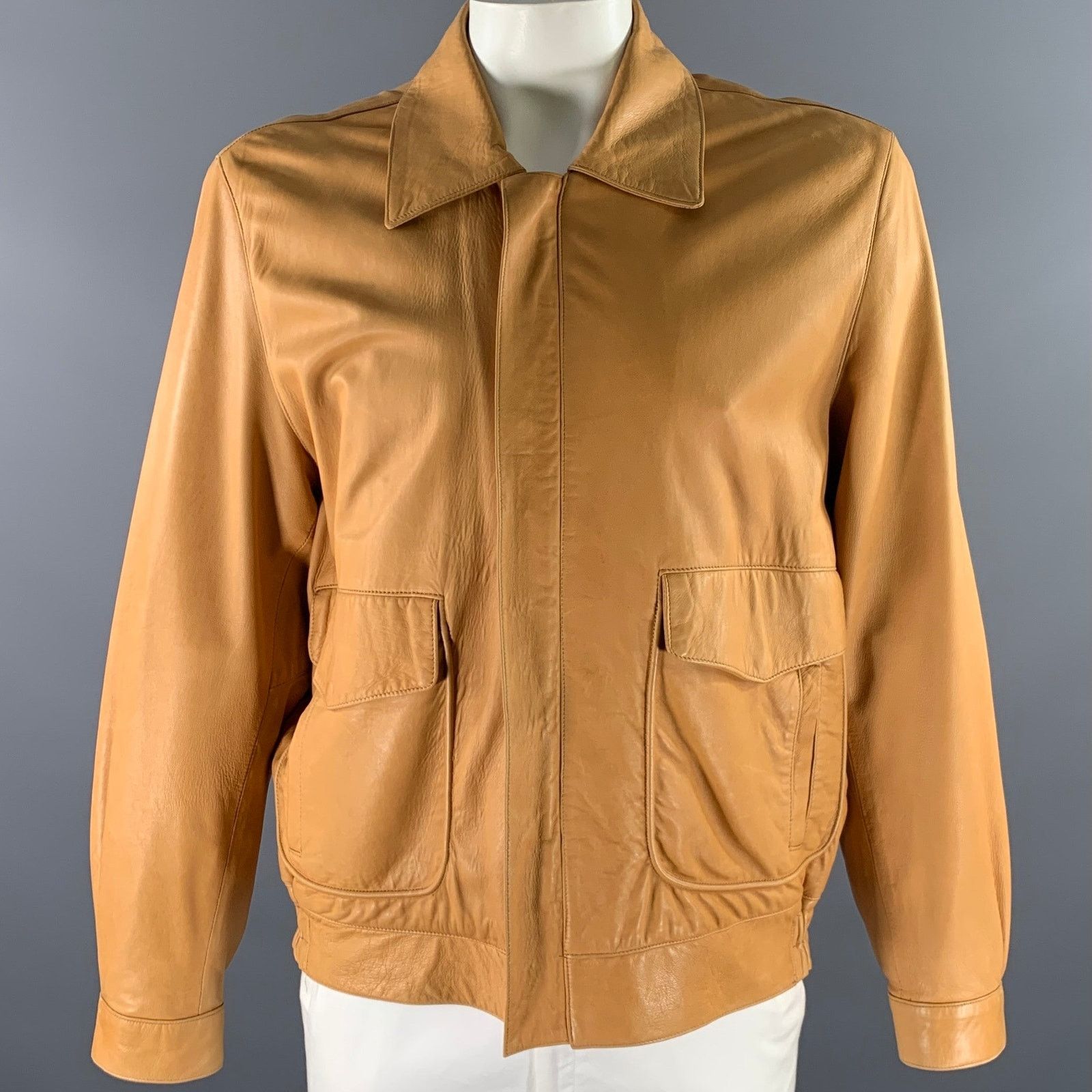 Other SCUOLA DEL CUOIO Size XL Camel Leather Bomber Jacket Size US XL / EU 56 / 4 - 1 Thumbnail