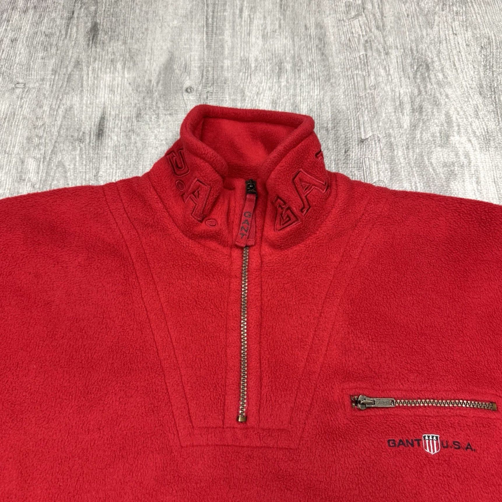 Gant VINTAGE GANT Rugger USA Rugger Fleece 1/4 Zip Embroidered Red Pullover Sweatshirt size M Men Regular Long Sleeve 90s Size US M / EU 48-50 / 2 - 2 Thumbnail