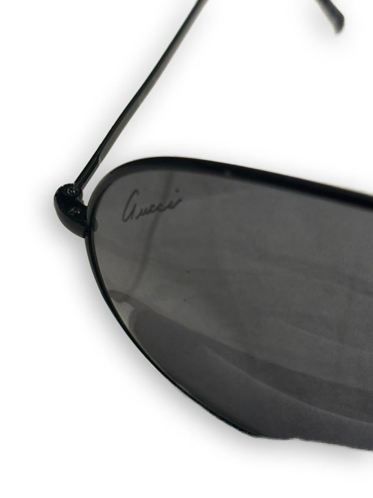 Gucci Gucci - Aviator Black Dark Grey Lenses Preloved Size ONE SIZE - 6 Thumbnail