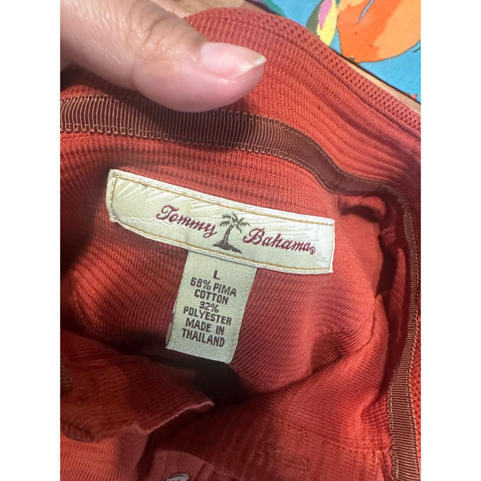 Tommy Bahama Tommy Bahama Orange Men's Long Sleeve Polo Shirt Size US L / EU 52-54 / 3 - 8 Thumbnail