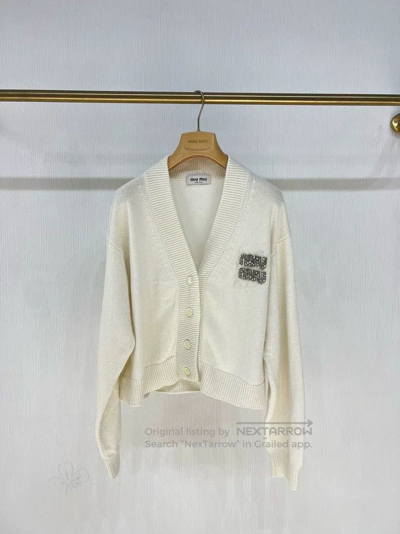 Miu Miu Miu Miu 40 Drill button letter cashmere cardigan coat Size M / US 6-8 / IT 42-44 - 1 Thumbnail