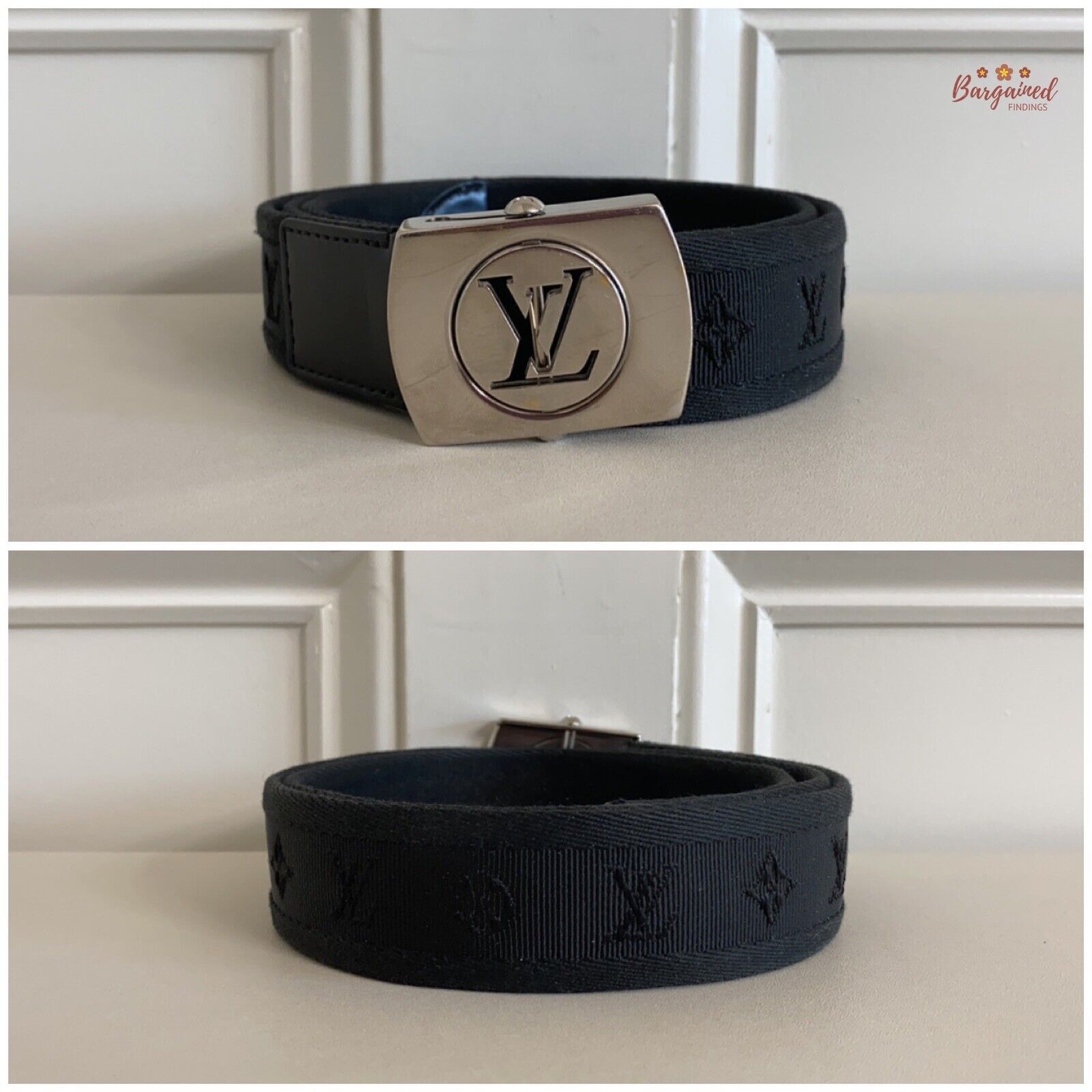 Louis Vuitton Louis Vuitton Black Monogram Fabric Fortune Sangle Belt Size 32 - 2 Thumbnail