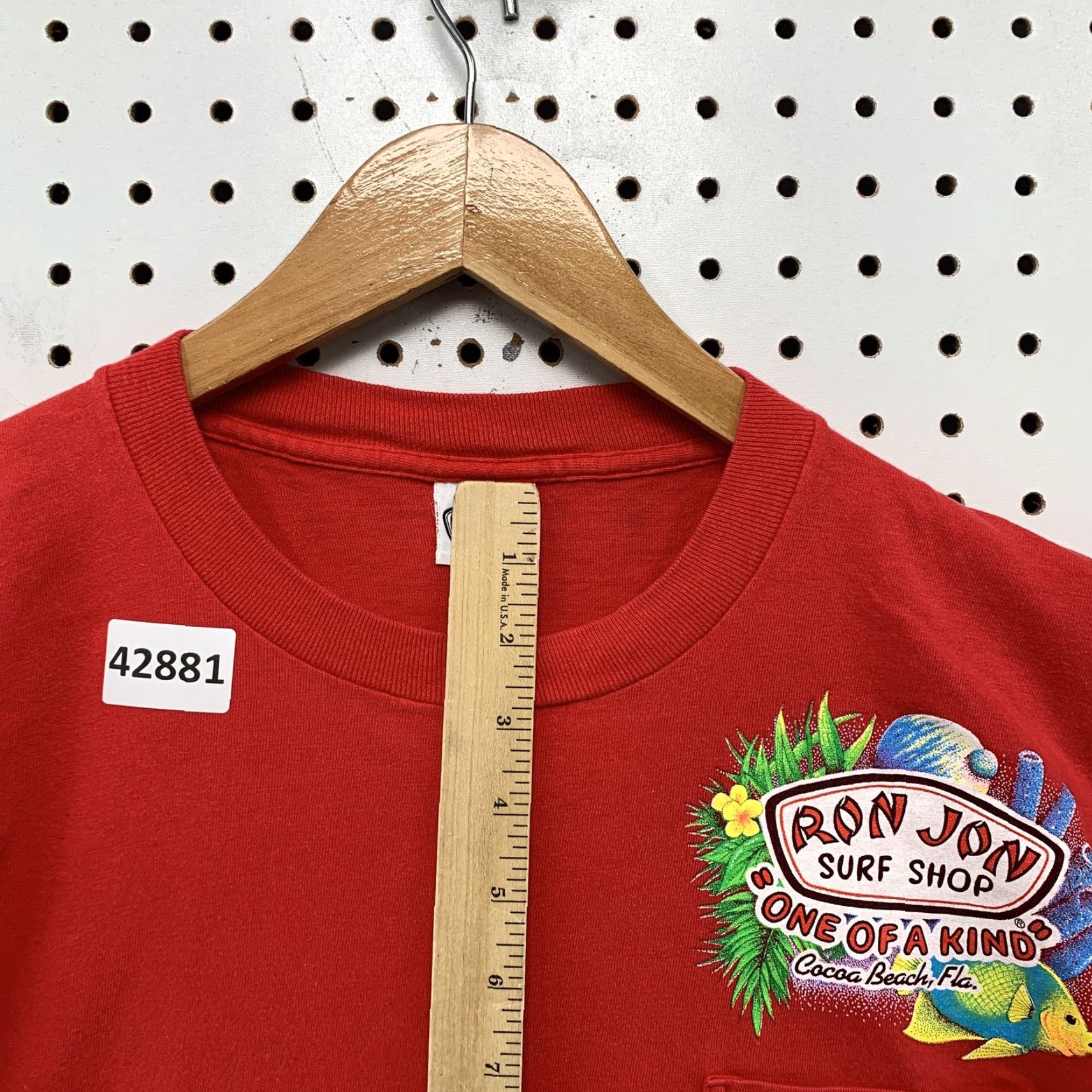 Ron Jon Surf Shop VINTAGE Ron Jon Surf Shop Pocket T-Shirt Mens XL Red 80s Beach Single Stitch Size US XL / EU 56 / 4 - 6 Thumbnail