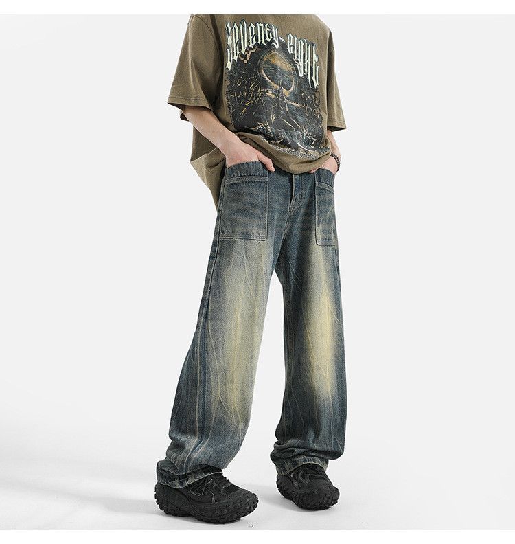Japanese Brand × Jean High street lightning pattern men's loose wide-leg jeans Size US 32 / EU 48 - 3 Thumbnail