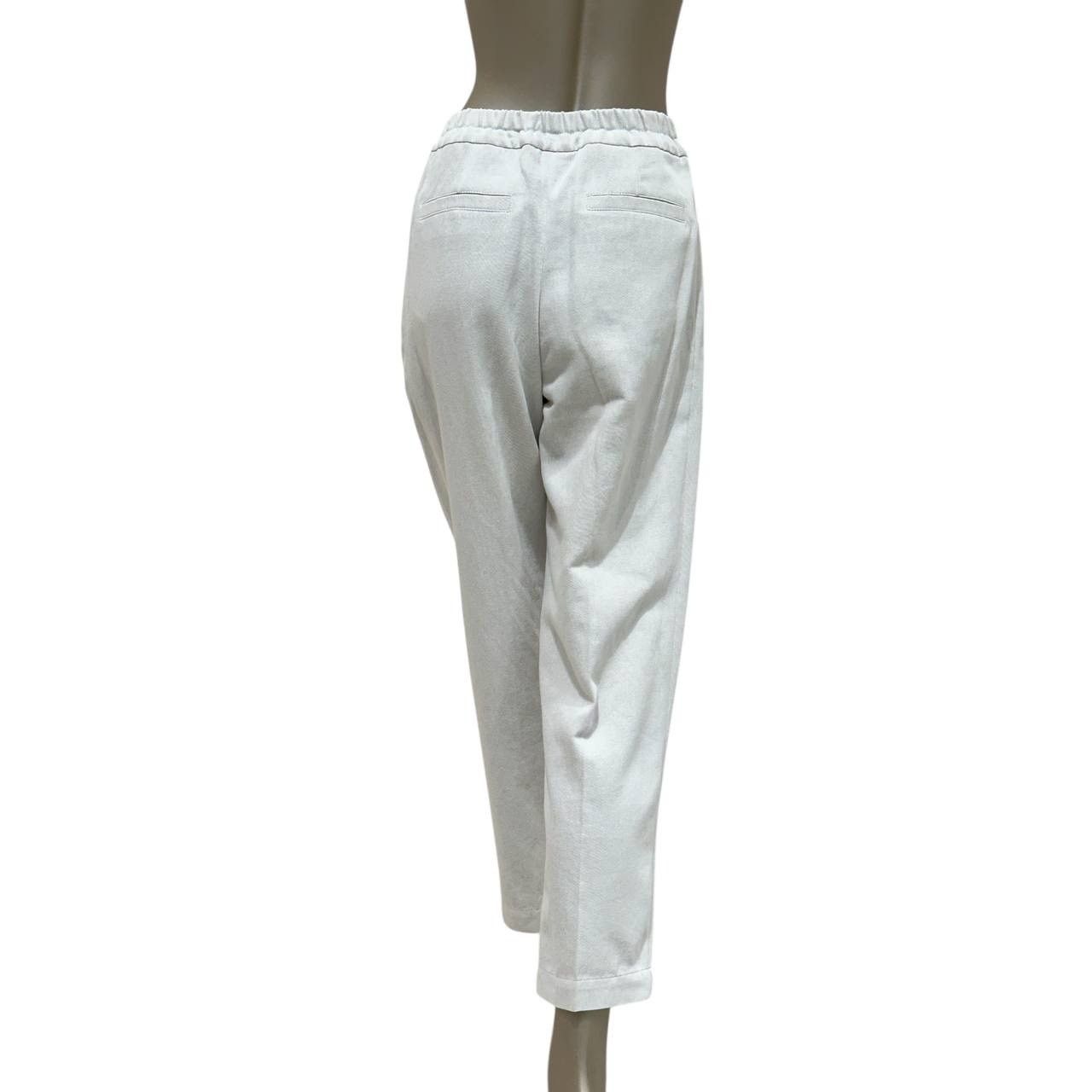 Brunello Cucinelli Brunello Cucinelli White Cotton Pants - Size 40 Size 27" / US 4 / IT 40 - 3 Thumbnail