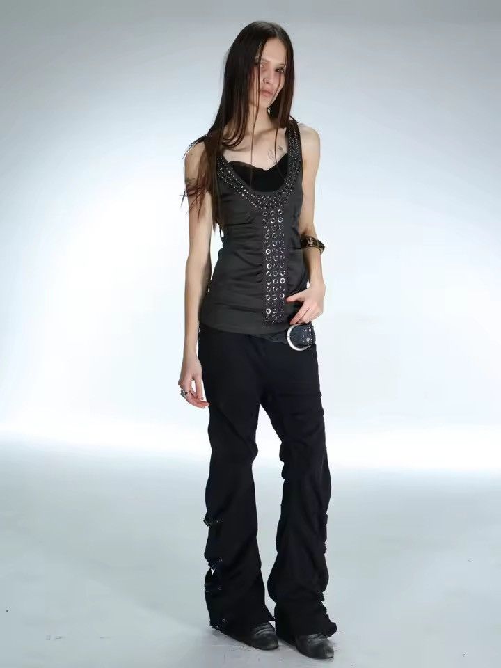 Vintage Y2K vintage style metal rivets trendy punk t shirt top Size M / US 6-8 / IT 42-44 - 3 Thumbnail