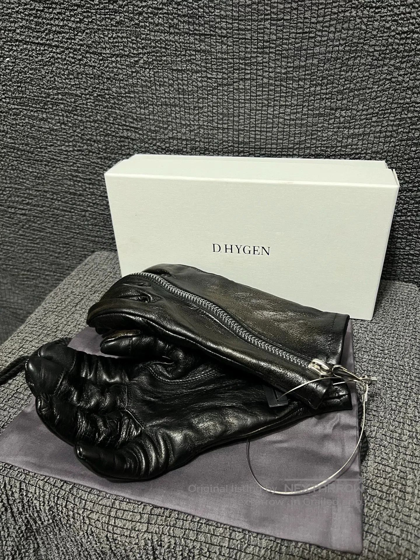 D.Hygen d hygen leather zip gloves with thumb opening. Size ONE SIZE - 2 Thumbnail