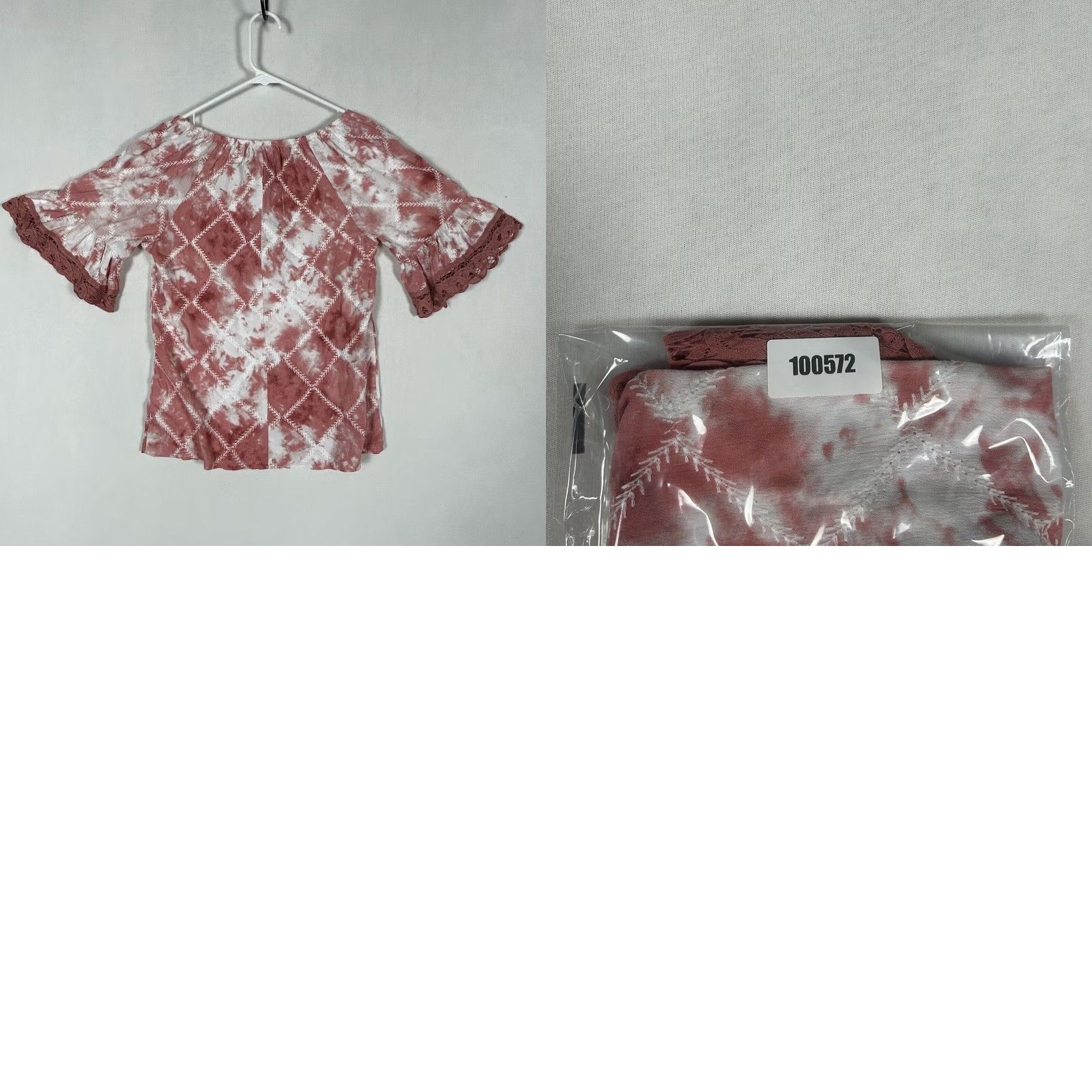 Vintage Mosaic Blouse XS Red Round Neck Bell Sleeve Women (Maurices) Size XS / US 0-2 / IT 36-38 - 8 Thumbnail