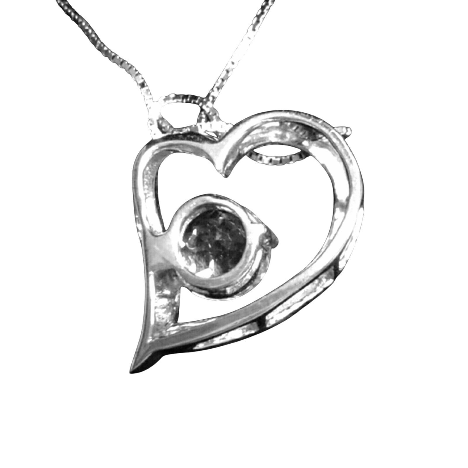 Other Sterling Silver Heart Pendant Necklace White Topaz Gemstone Size ONE SIZE - 4 Thumbnail