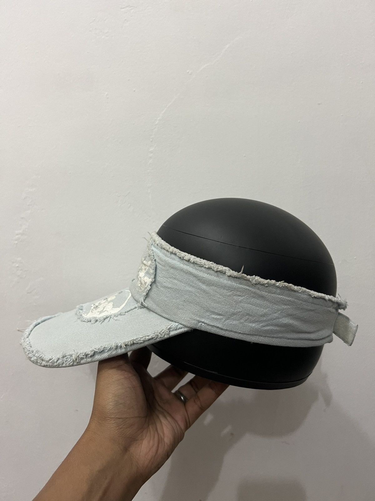 If Six Was Nine Skull Distressed Frayed Visor Hat Size ONE SIZE - 3 Thumbnail