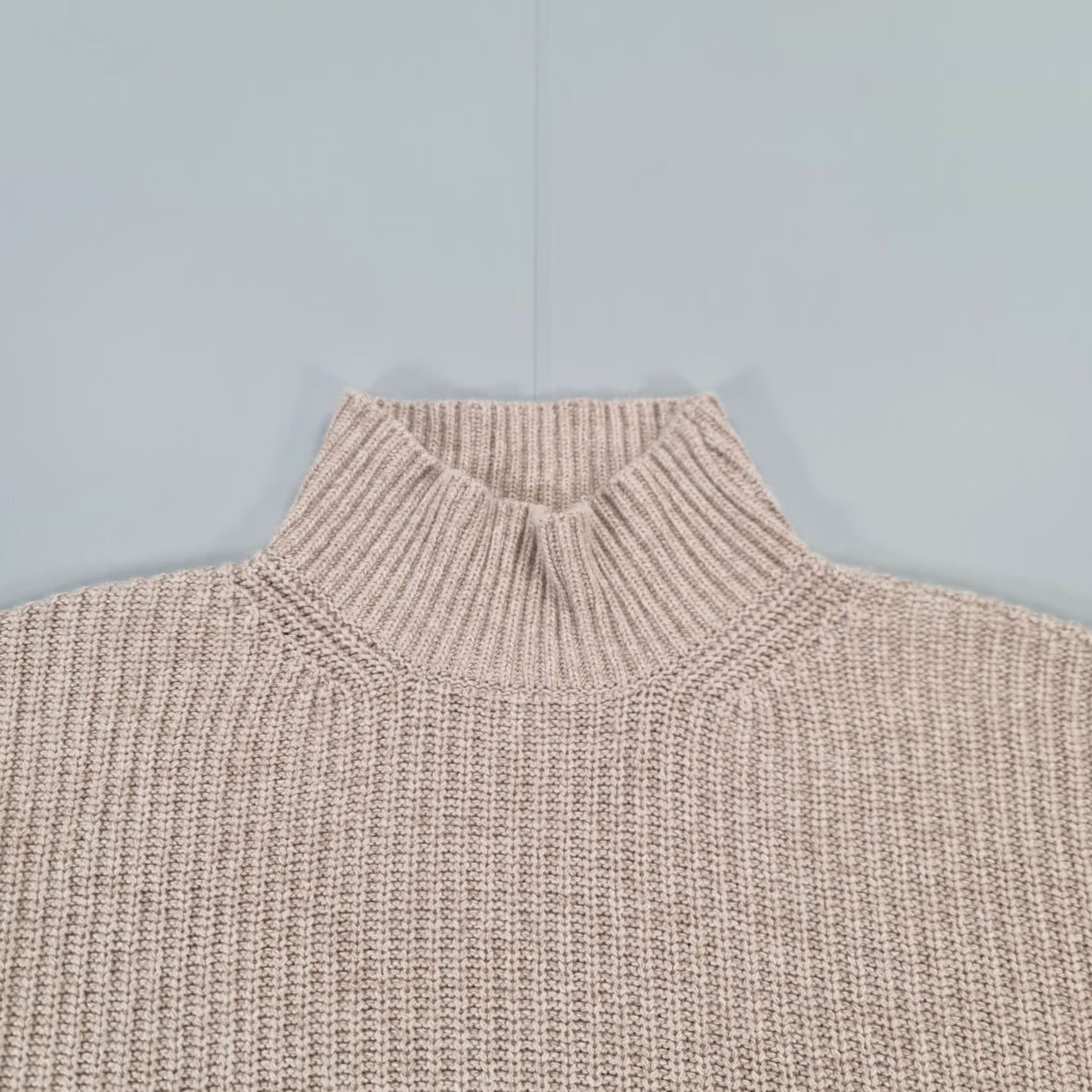 Vintage Cashmere Silk Company Jumper Women Small Beige Mock Neck Knit Pullover Size S / US 4 / IT 40 - 2 Thumbnail