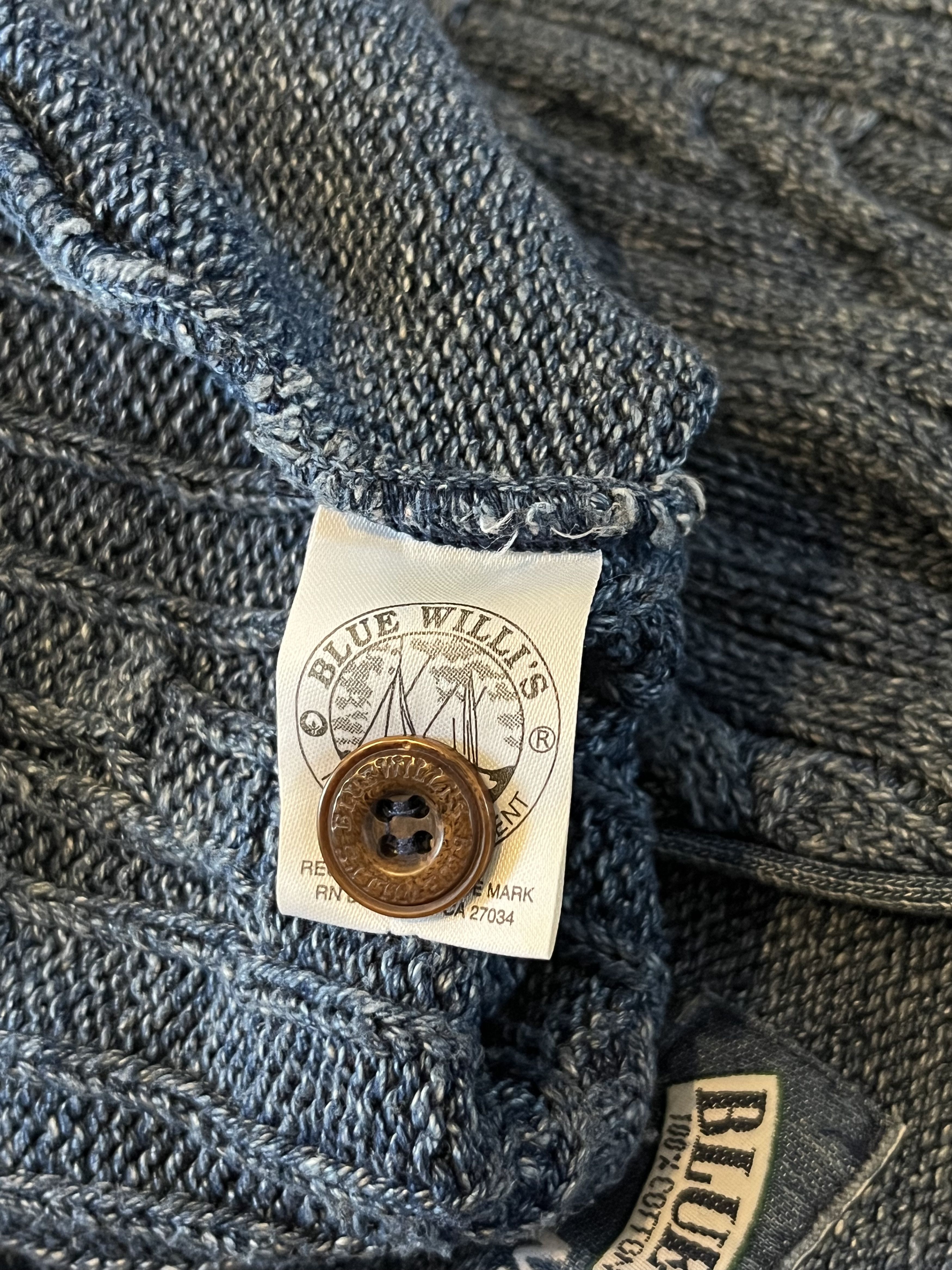 Aran Isles Knitwear × Vintage 90s Blue Willis Fisherman Chunky Knit Cardigan Size US M / EU 48-50 / 2 - 6 Thumbnail