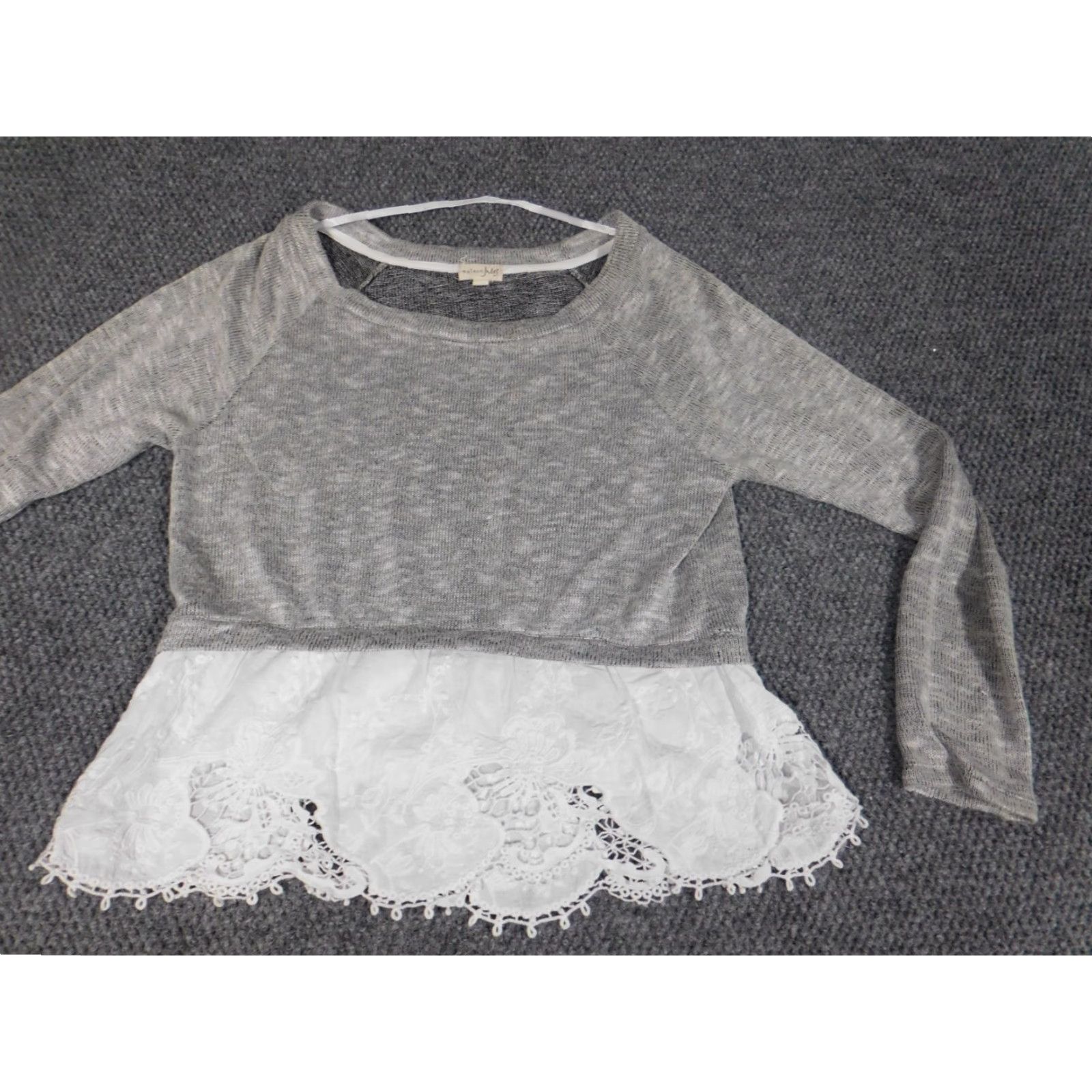 Vintage Maison Jules Blouse Womens Medium Pullover Crew Neck Knit Polyester Rayon Gray Solid Casual Stretch Adults Size M / US 6-8 / IT 42-44 - 3 Thumbnail