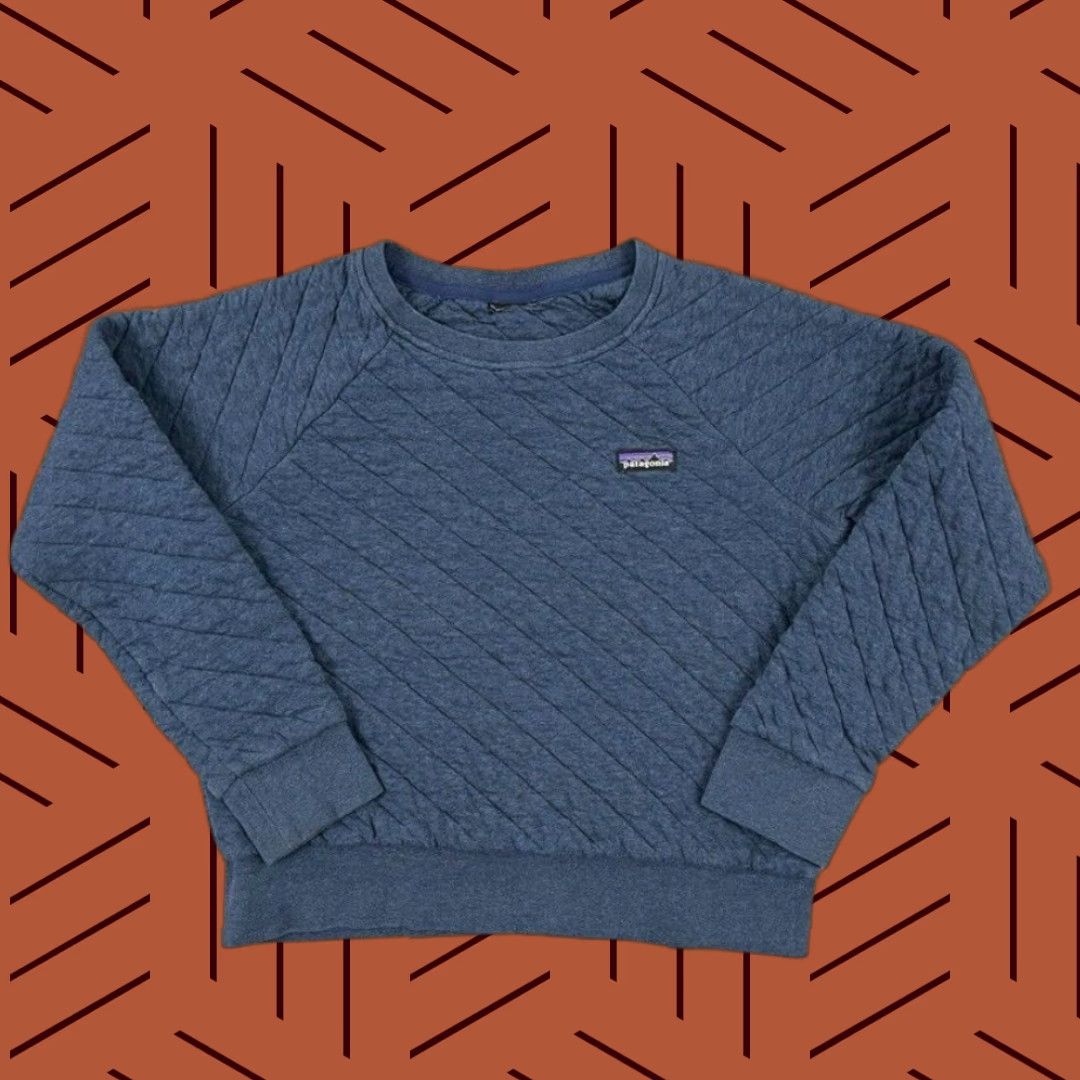 Patagonia PATAGONIA Sweater Womens Small Cropped Blue Organic Cotton Quilt Crew Neck Hike Size S / US 4 / IT 40 - 1 Thumbnail