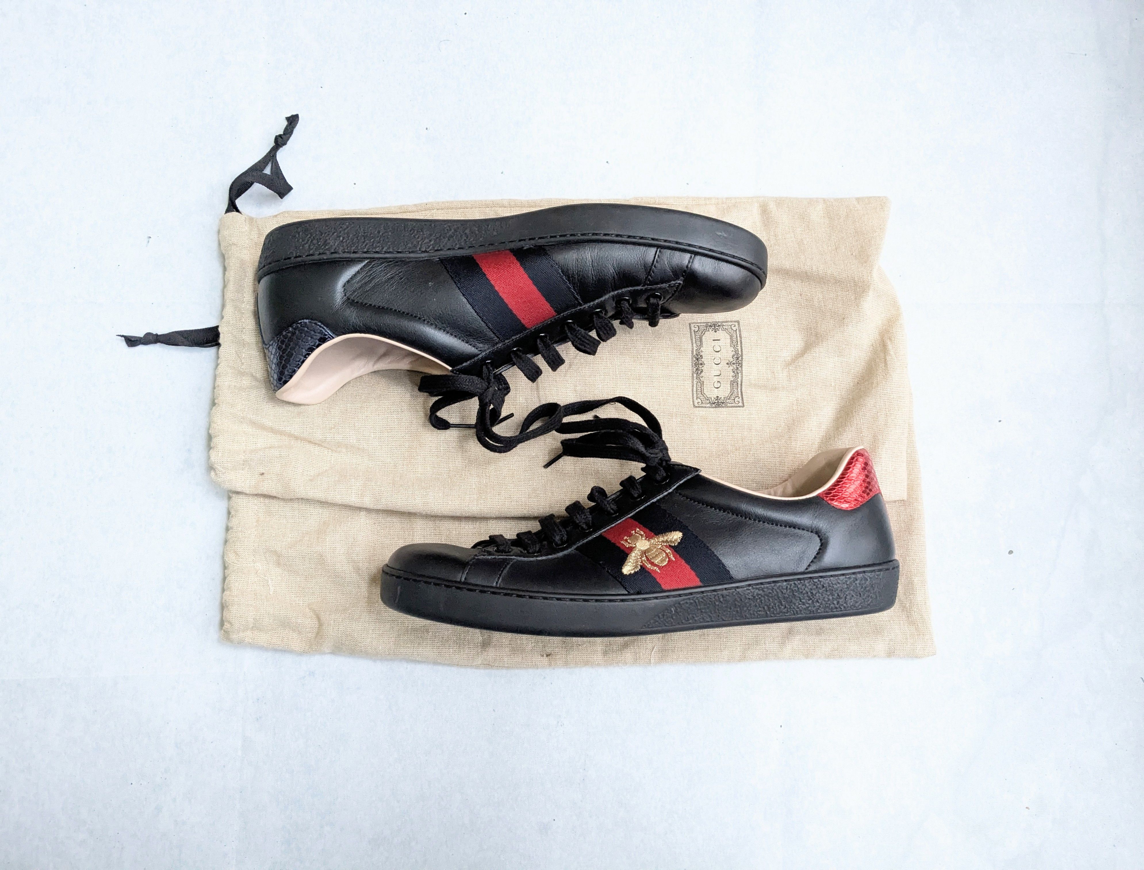 Gucci Gucci Ace Sneakers Black 9.5 Low Tops Leather Size US 9.5 / EU 42-43 - 5 Thumbnail