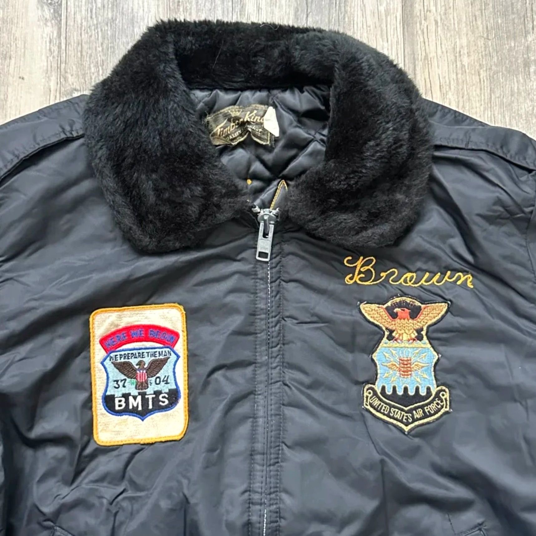 Vintage VINTAGE Timber King Bomber Jacket Men M Black Chain Stitched USAF 70s Cotton Jacket Size US M / EU 48-50 / 2 - 2 Thumbnail