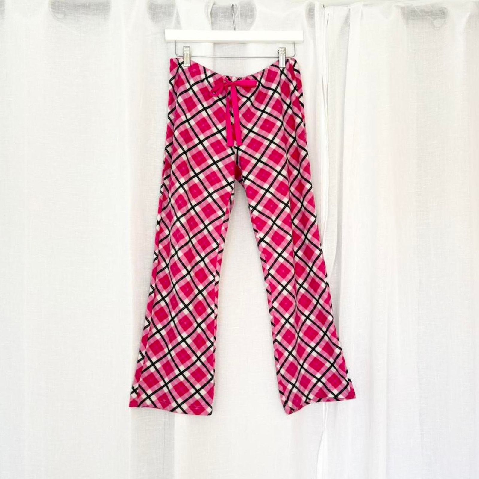 Vintage ✶ y2k low rise pink plaid fleece capri pants ✶ Size 30" / US 8 / IT 44 - 1 Thumbnail