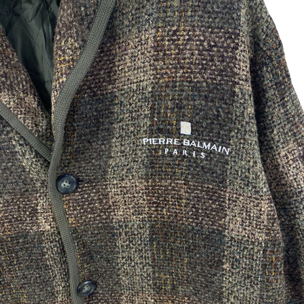Pierre Balmain Vintage PIERRE BALMAIN Paris Plaid Coat Jacket Shawl Collar Size L / US 10 / IT 46 - 6 Thumbnail