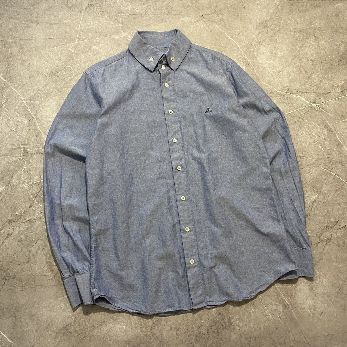 VIVIENNE WESTWOOD BLUE SHIRT SMALL LOGO