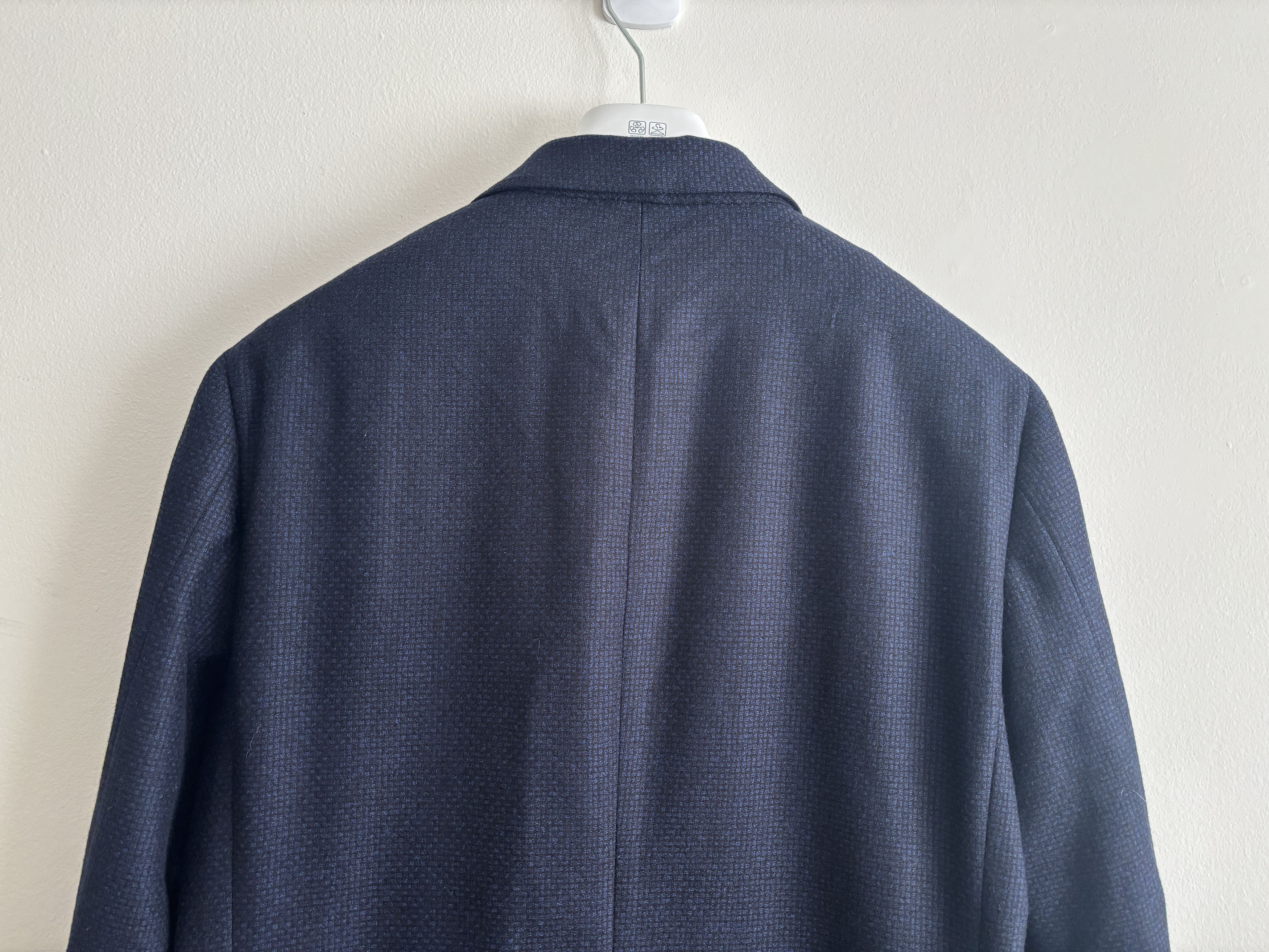 Canali $1595 Kei Navy Blue Microcheck Unstructured Wool Sport Coat Size 46R - 12 Thumbnail