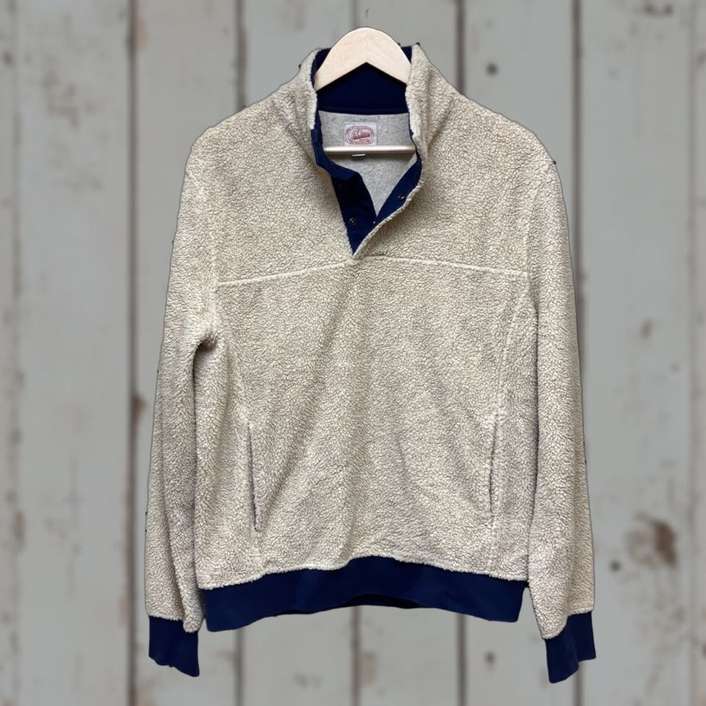 Vintage J Crew Mens Fleece Snap Sherpa Pullover Sweatshirt Crew Neck M Cream Navy Blue Solid Vintage No (adjust if required by rules) Size US M / EU 48-50 / 2 - 1 Thumbnail
