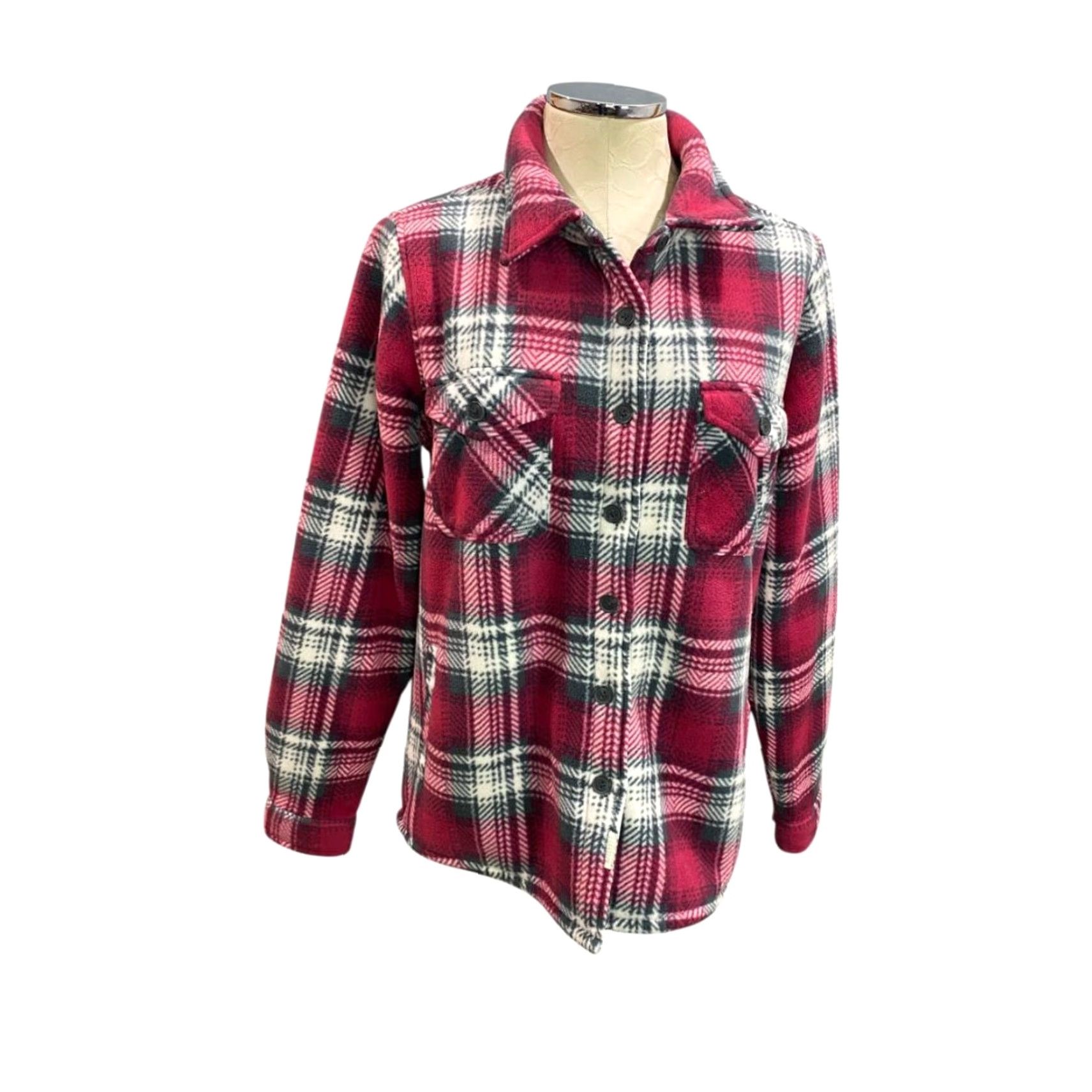 Vintage VINTAGE Soho Threads Womens Shacket Size M Sherpa Lined Fleece Red Plaid Jacket Size M / US 6-8 / IT 42-44 - 2 Thumbnail