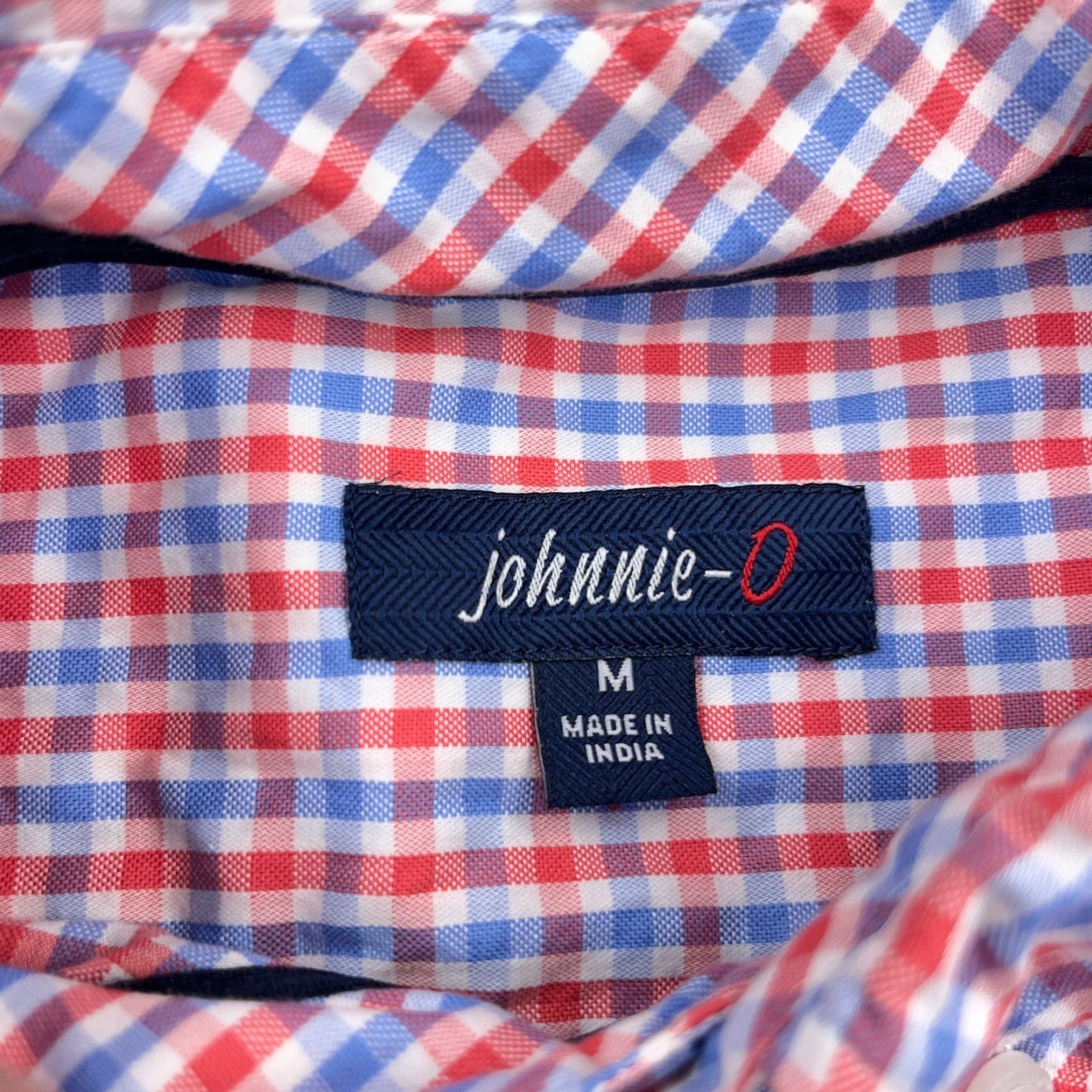 johnnie-O johnnie-O Shirt Men Medium Pink Blue Button Up Plaid Gingham Pocket Size 40R - 3 Thumbnail