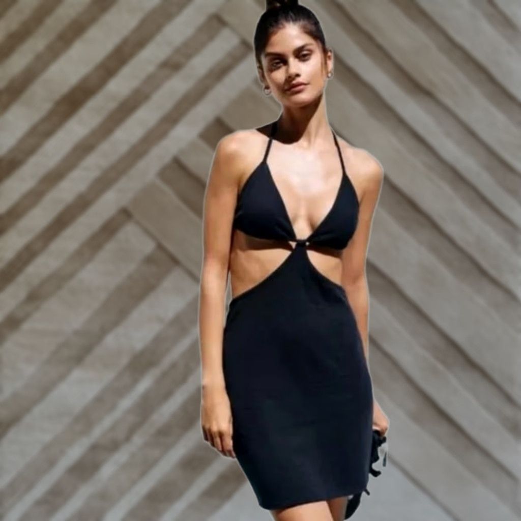 Anthropologie Anthropologie Womens Dress Black Cut Out Mini Back Neck Tie Stretch Medium Size M / US 6-8 / IT 42-44 - 1 Thumbnail