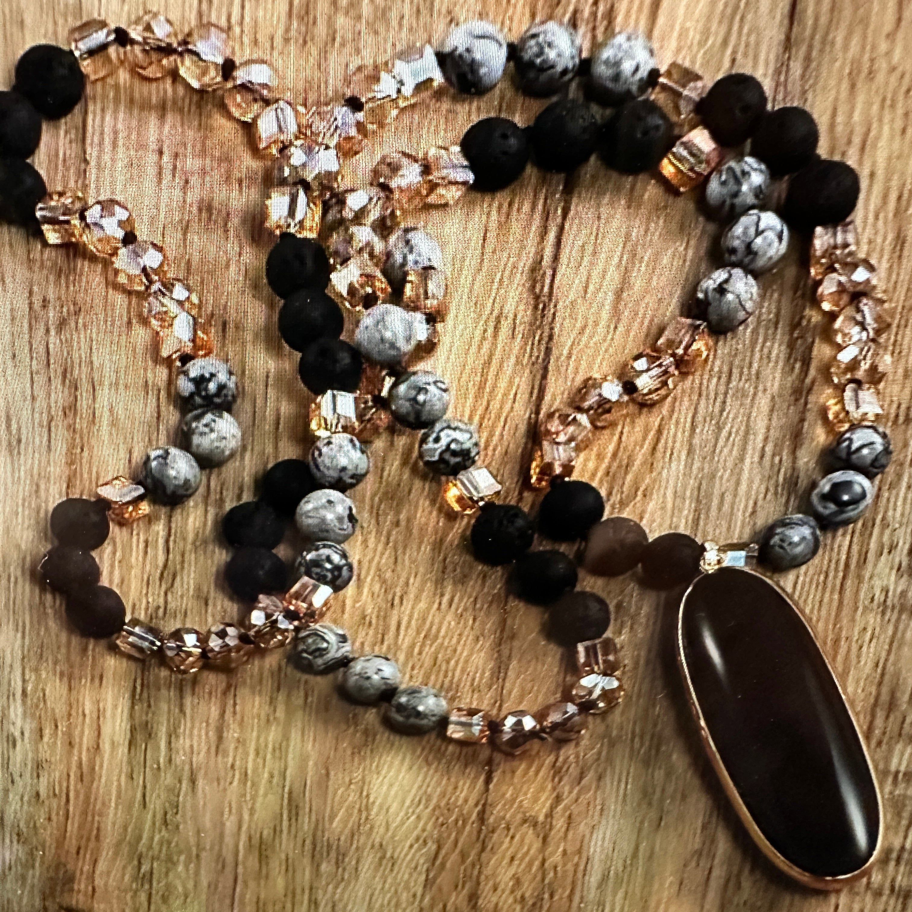 Other Bohemian Vintage Natural Stone & Glass Beaded Knot Necklace Size ONE SIZE - 8 Thumbnail
