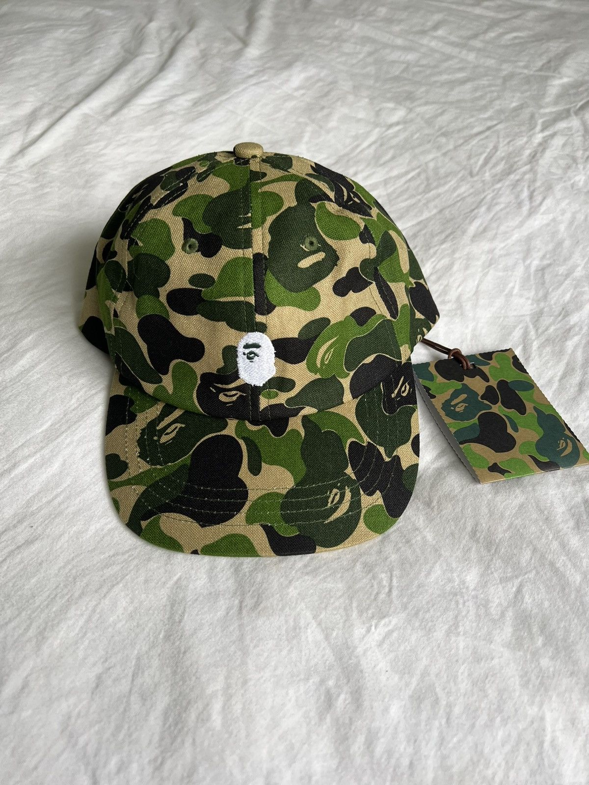 image of Bape Abc Camo Ape Head Panel Cap in Green, Men's