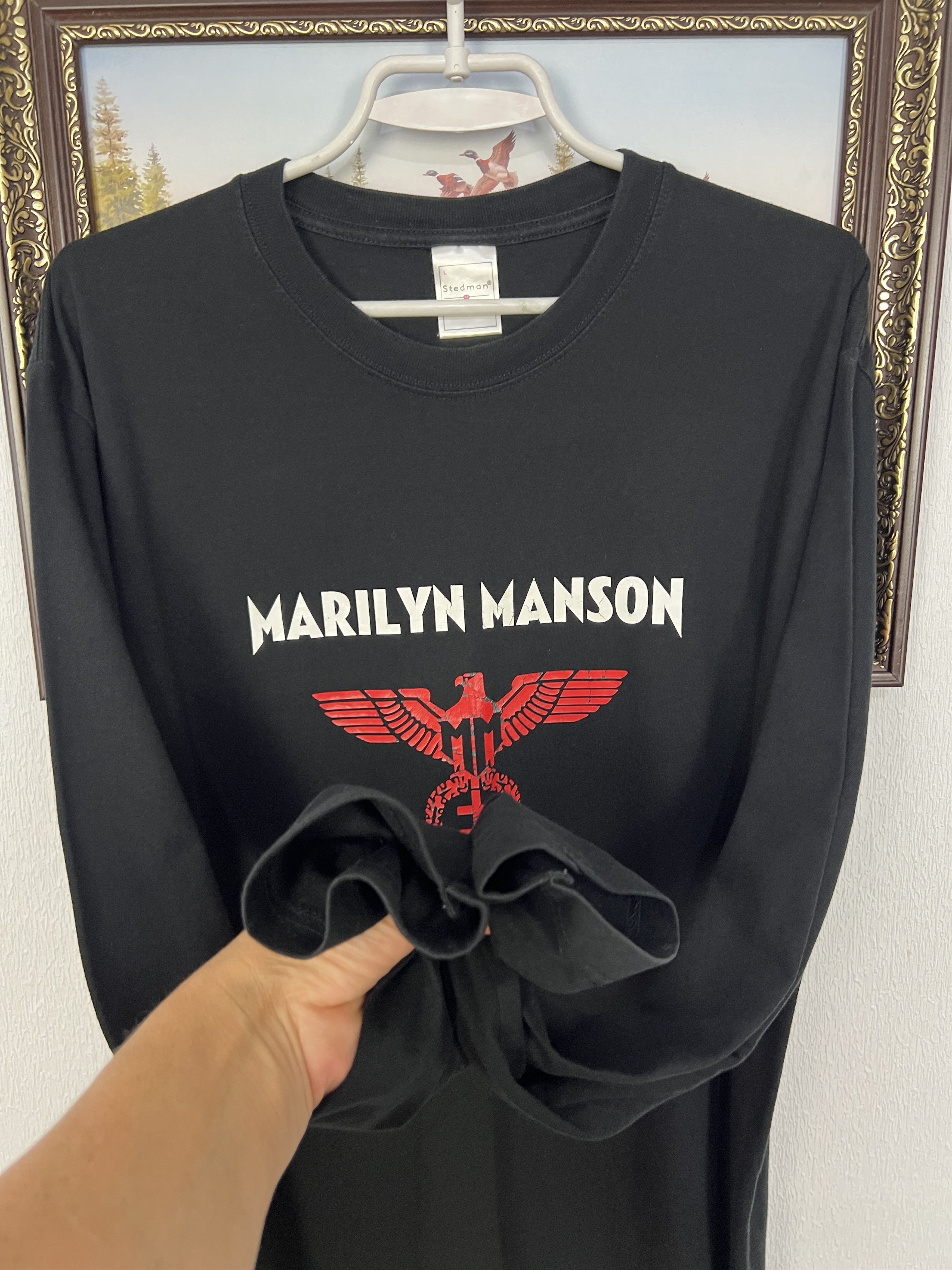 Vintage Vintage 2000's Marilyn Manson Eagle Goth Metal Shirt Size US L / EU 52-54 / 3 - 4 Thumbnail