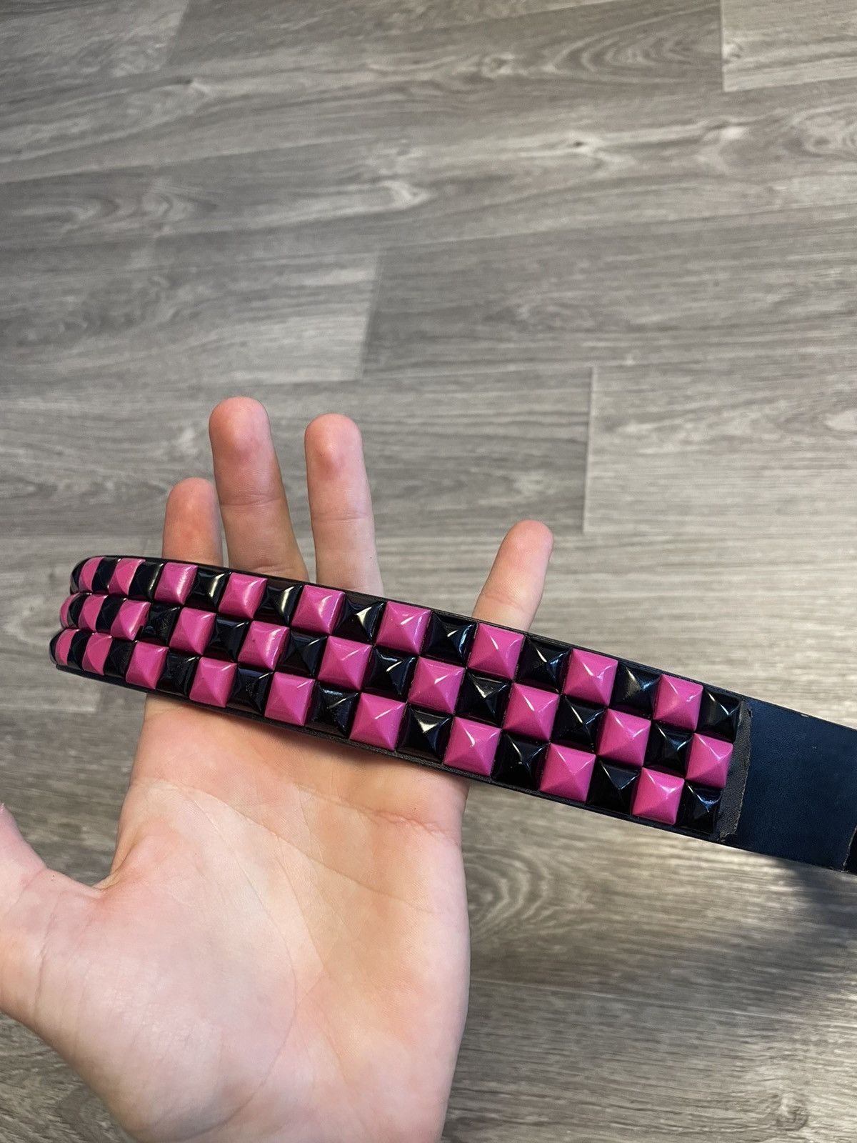 Other Vintage Pyramid Studded Belt Black/Pink Y2K Size ONE SIZE - 6 Thumbnail