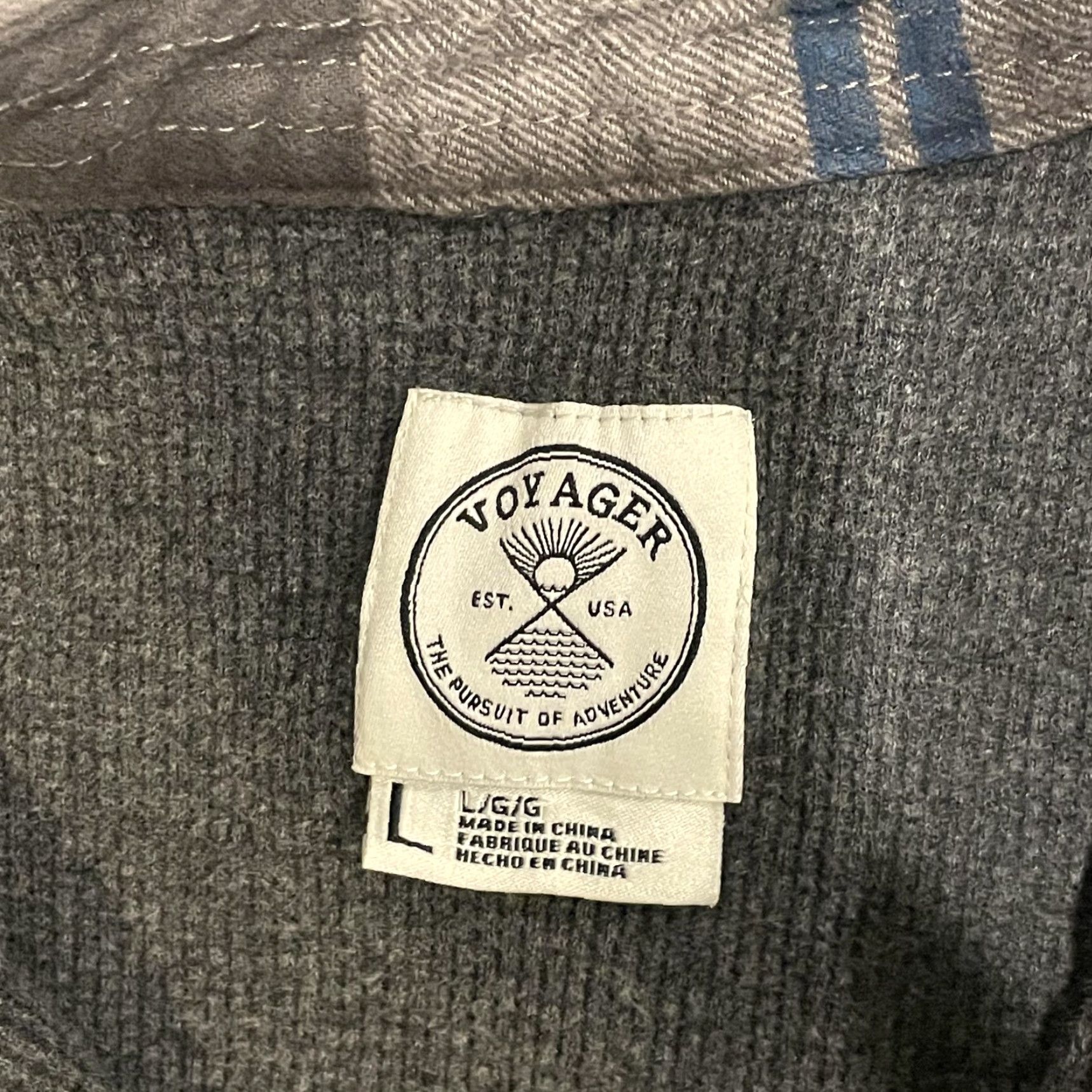 Vintage Voyager Shirt Mens L Brown Gray Blue Plaid Flannel Lined Heavyweight Polar Fleece Button-Up Pockets Size US L / EU 52-54 / 3 - 5 Thumbnail