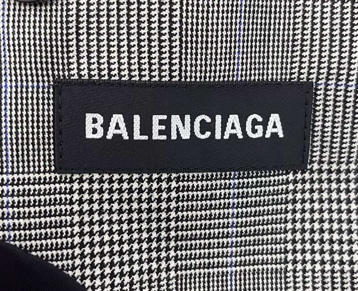 Balenciaga Balenciaga grey checkered classic logo wool thin suit jacket Size 44S - 5 Thumbnail