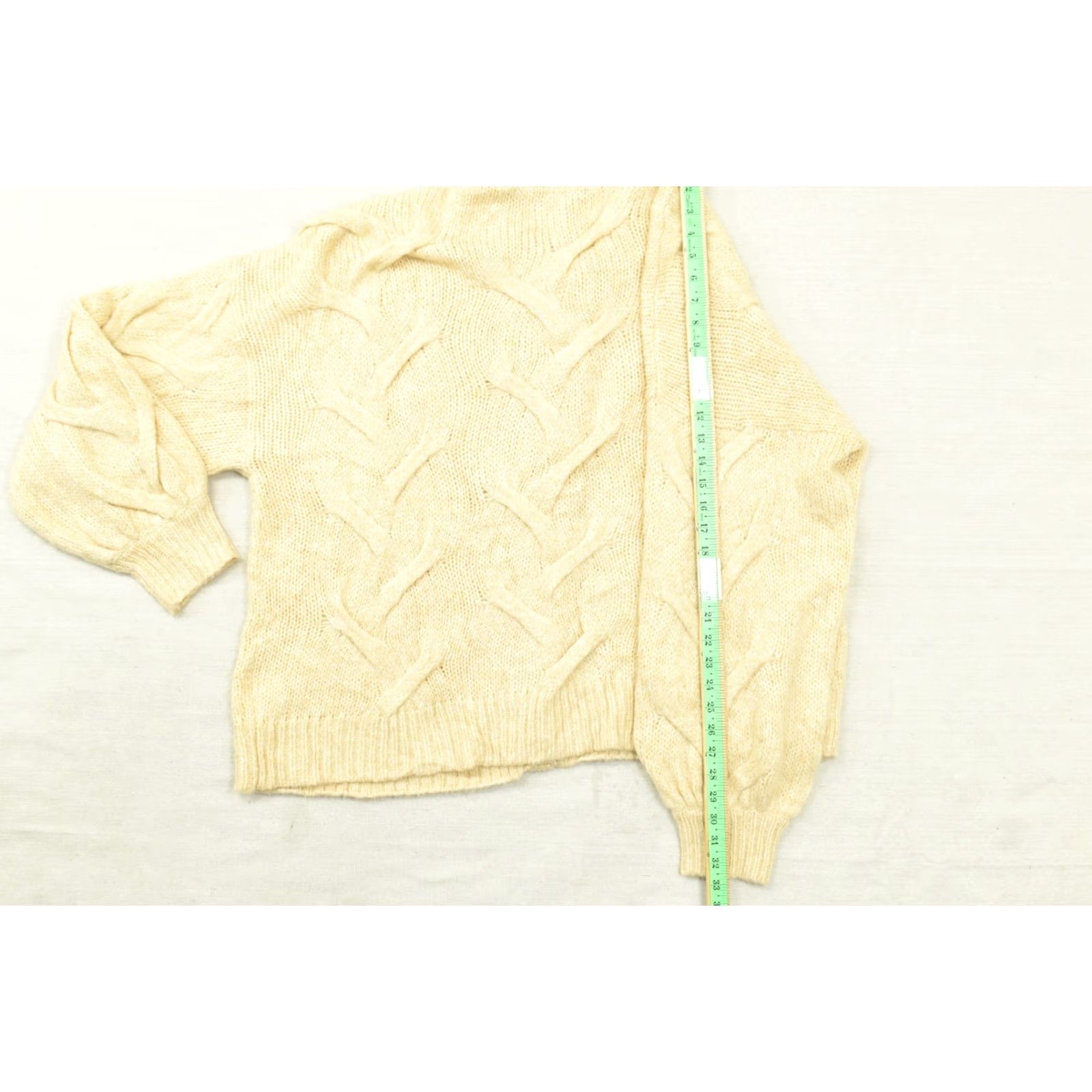 Madewell Madewell Cardigan Sweater Womens M Wool Blend Beige Crew Neck Cable Knit Button Up Size M / US 6-8 / IT 42-44 - 5 Thumbnail