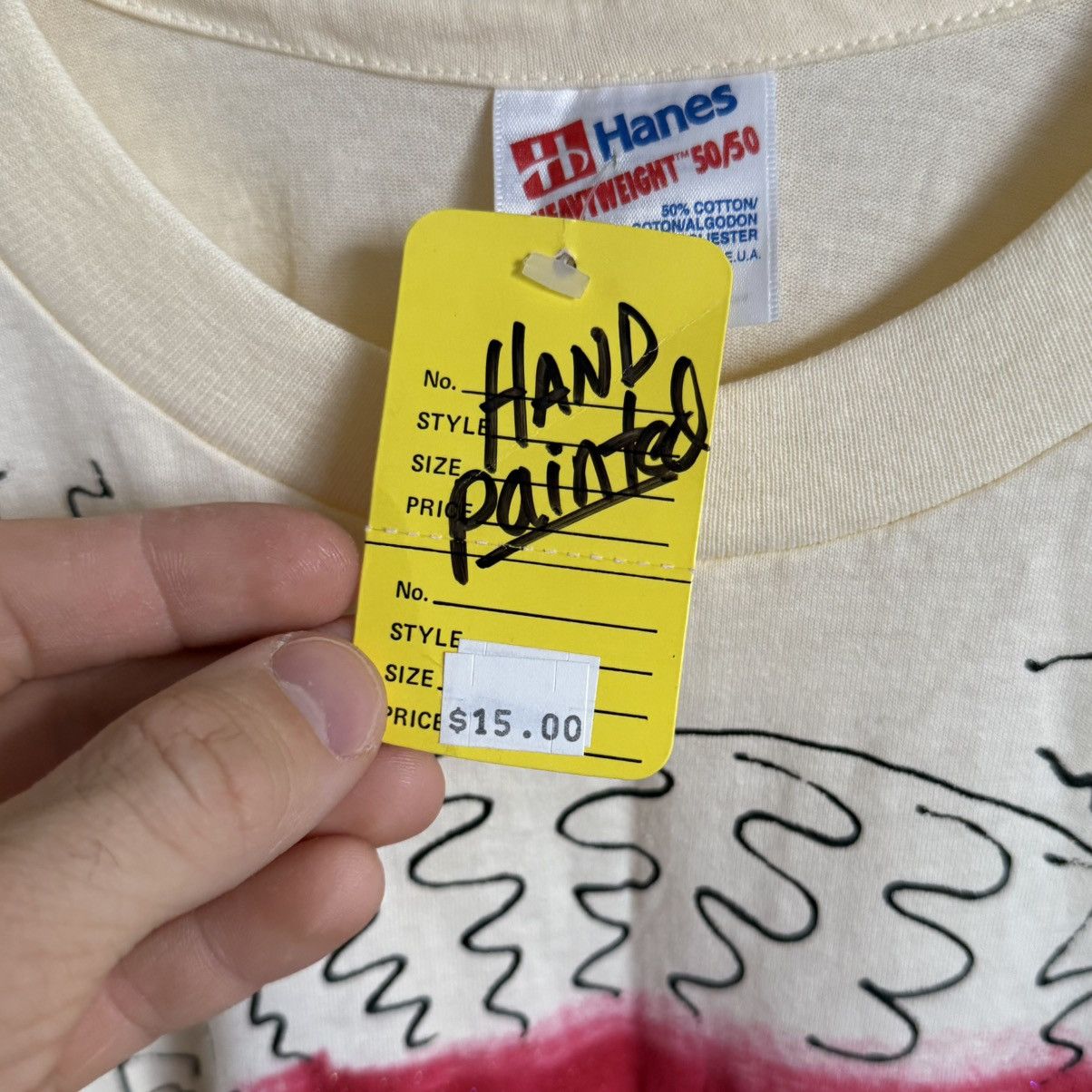 Vintage Vintage Hanes Hand-Painted T-Shirt Lucho Faces Buddha Size US L / EU 52-54 / 3 - 7 Thumbnail