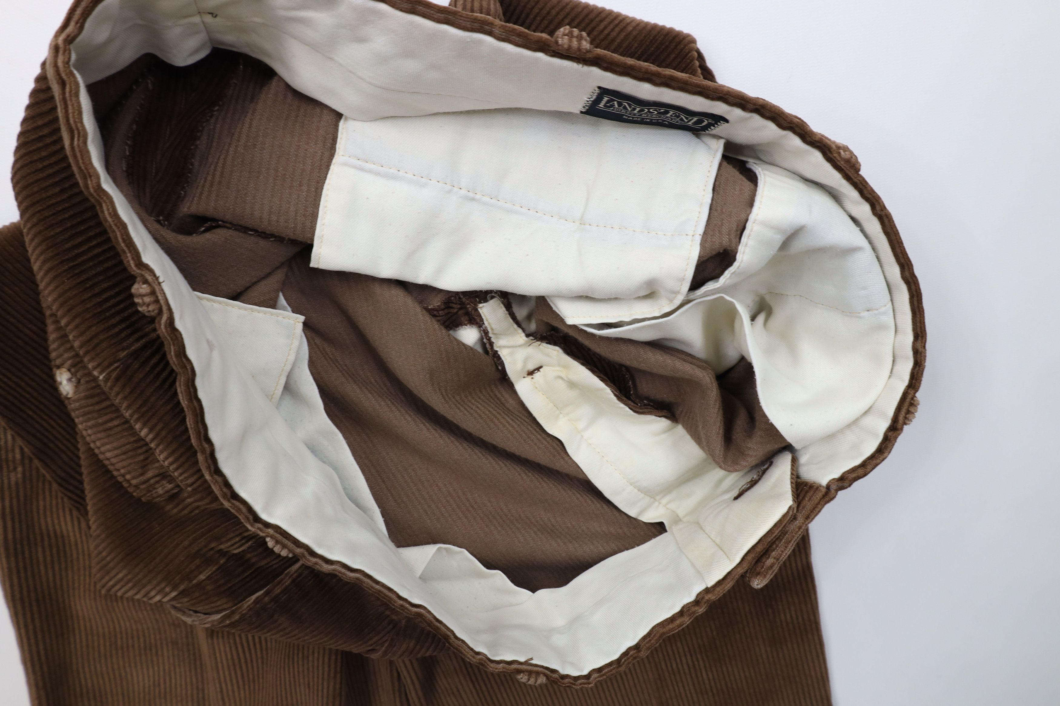 Lands' End × Vintage Vintage 90s Lands End Wide Leg Corduroy Pants Brown USA Size US 35 - 8 Thumbnail