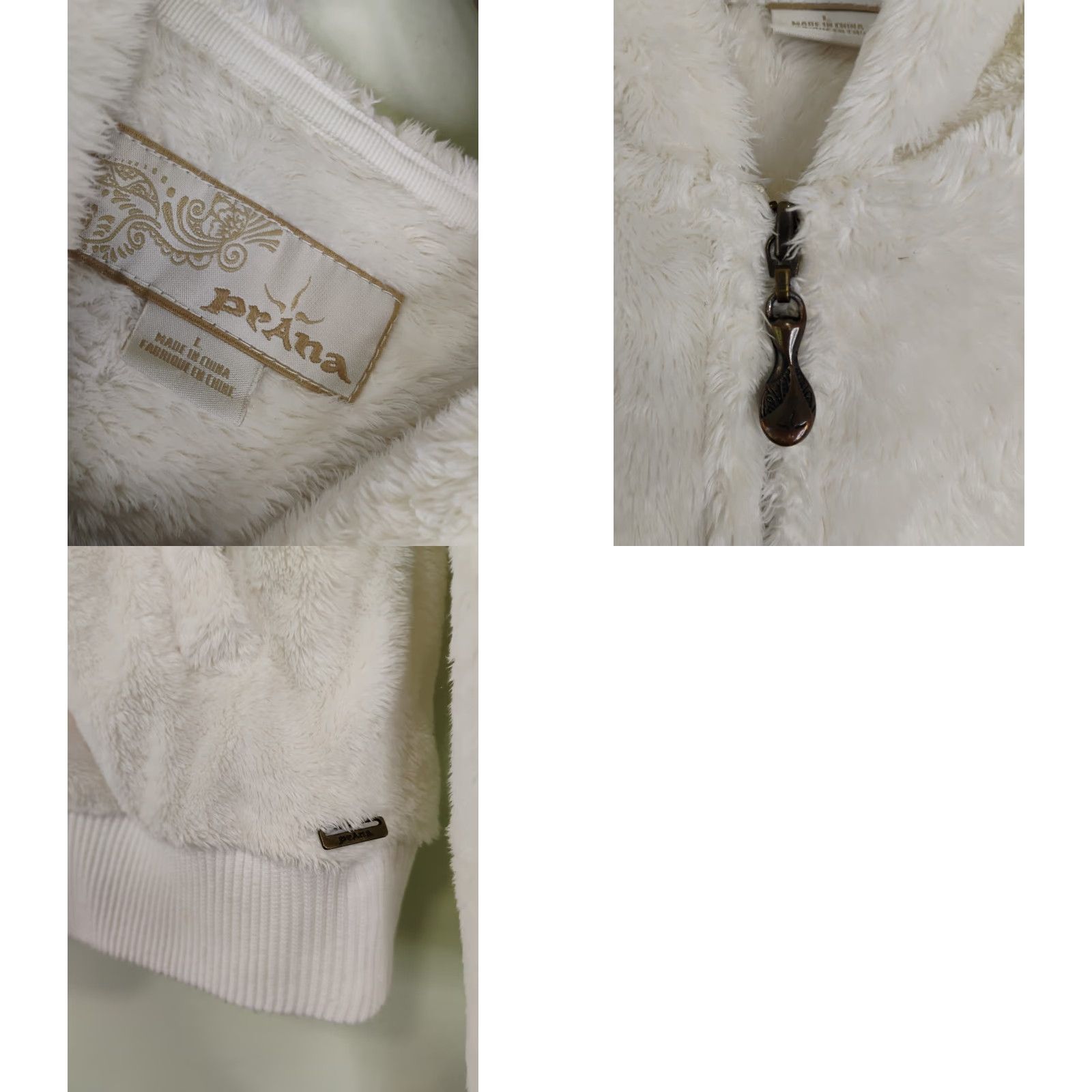 Prana prAna Hoodie Full Zip Fuzzy Logo Zipper White Womens S Small Cream Ivory Size S / US 4 / IT 40 - 8 Thumbnail