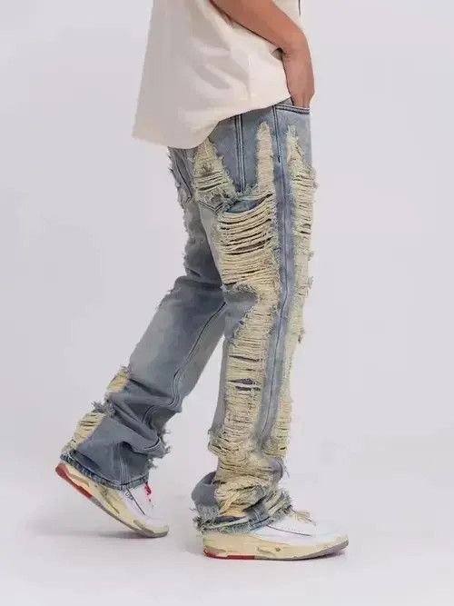 Other Distressed Detail Ripped Denim Flared Pants Size US 29 - 2 Thumbnail